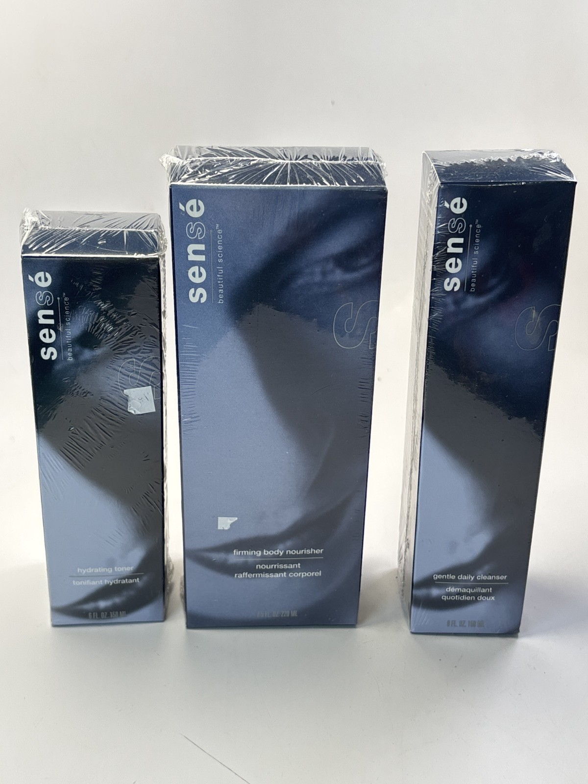 Set 3 Sense Beautiful Science Firming Body Nourisher, Cleanser and Toner NEW OLD