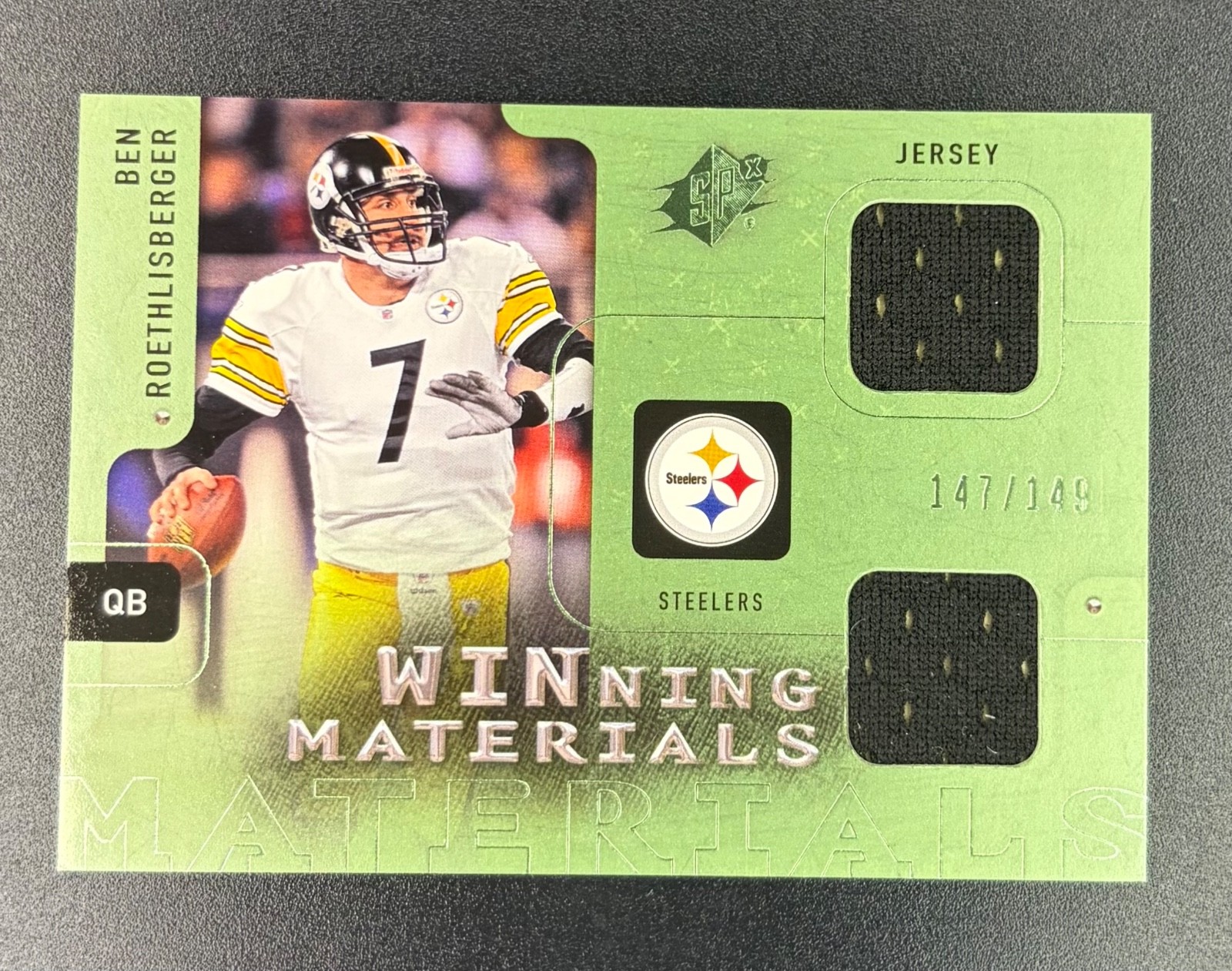 2009 Upper Deck SPx Ben Roethlisberger Winning Materials /149 W-RO Steelers
