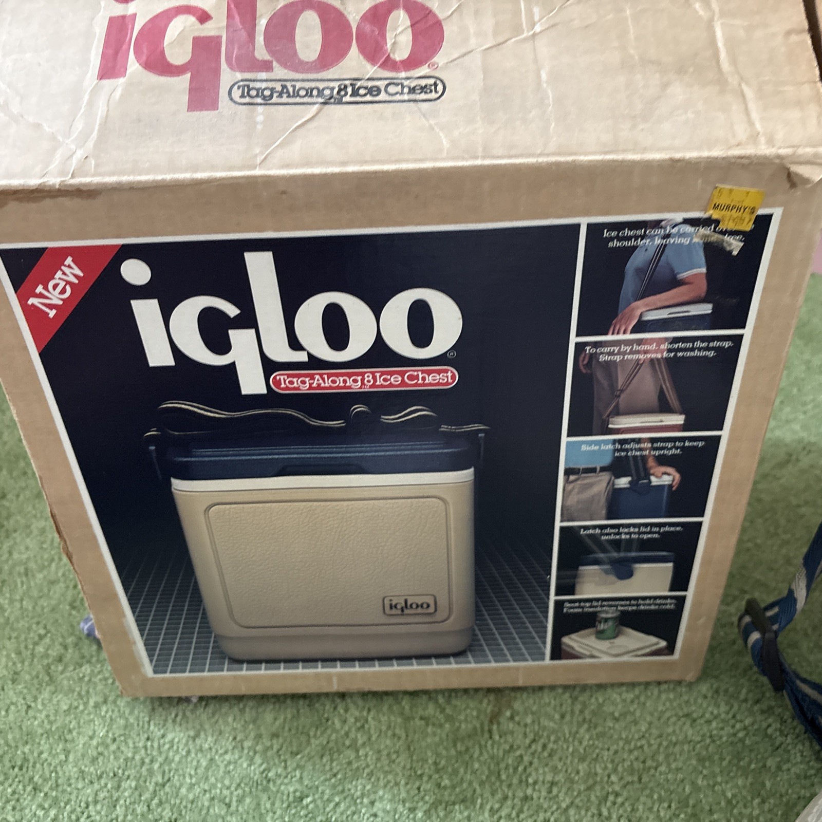VINTAGE NOS 1983 Igloo Tag Along 8 Cooler Blue Grey Lid Strap Model 83 VINTAGE NOS 1983 Igloo Tag Along 8 Cooler Blue Grey Lid Strap Model 83