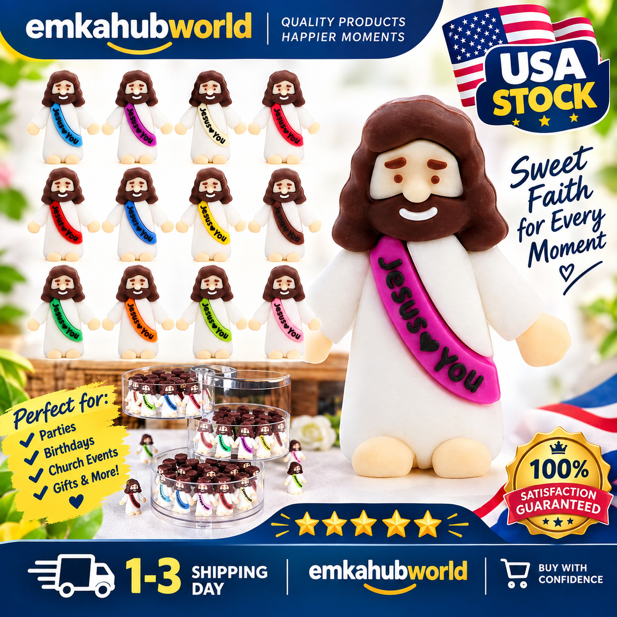 80 Pack Little Jesus Figures Loves You, Tiny Mini Jesus Figurines in Bulk NEW.