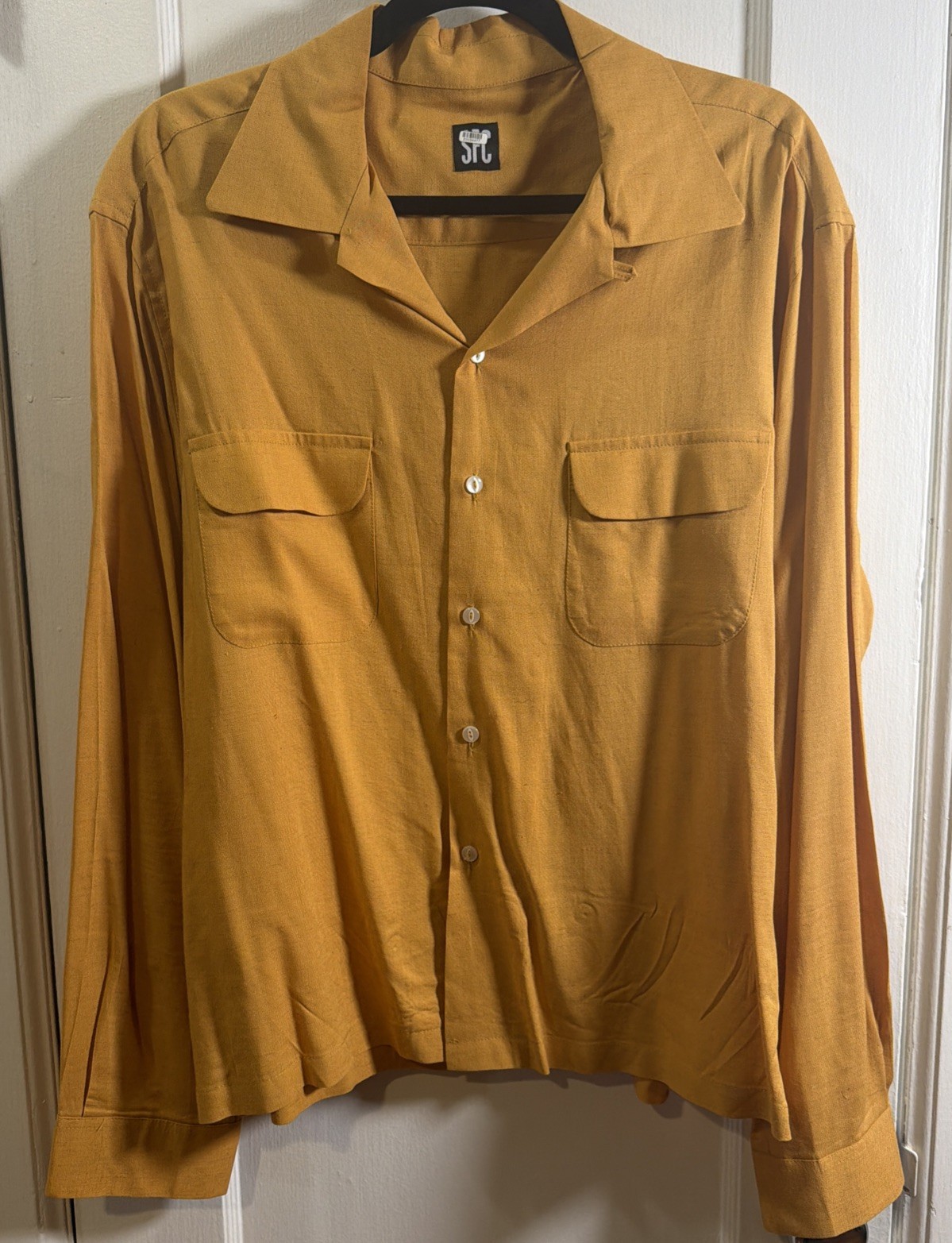 Scott Fraser Collection SFC Ochre Cuban Collar Slub Linen Shirt Retail $270 XL 