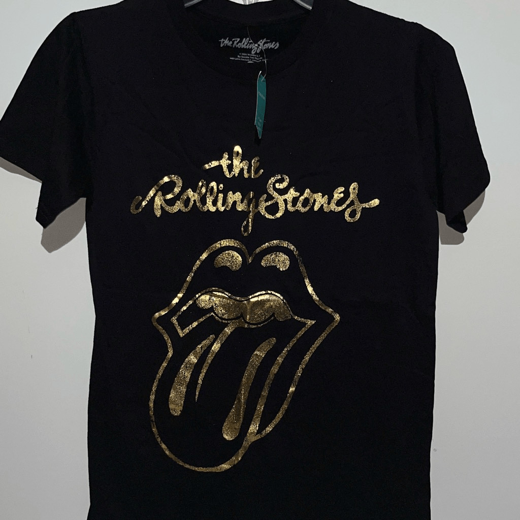 Maurices Women\'s Black Crew Neck Rolling Stones Vintage Logo Graphic Tee XS NWT