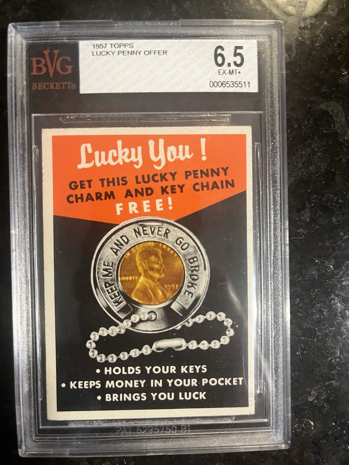 Topps 1957 Topps Lucky Penny Offer Baseball Card BVG 6.5 Graded Topps 1957 Topps Lucky Penny Offer Baseball Card BVG 6.5 Graded