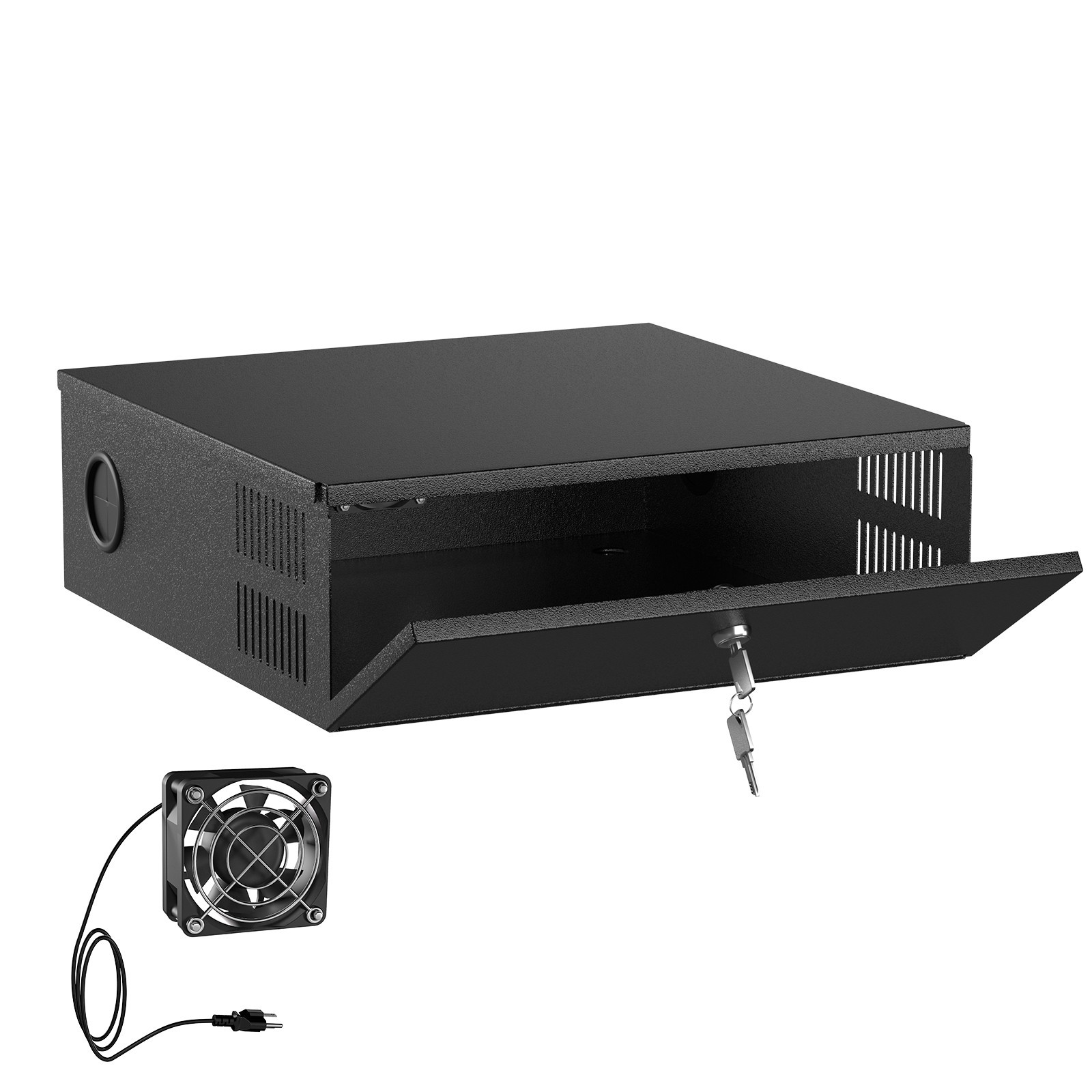15.5 x 15.5 x 5.5 Inch DVR Lock Box Enclosure with Cooling Fan, NVR Security Box 15.5 x 15.5 x 5.5 Inch DVR Lock Box Enclosure with Cooling Fan, NVR Security Box