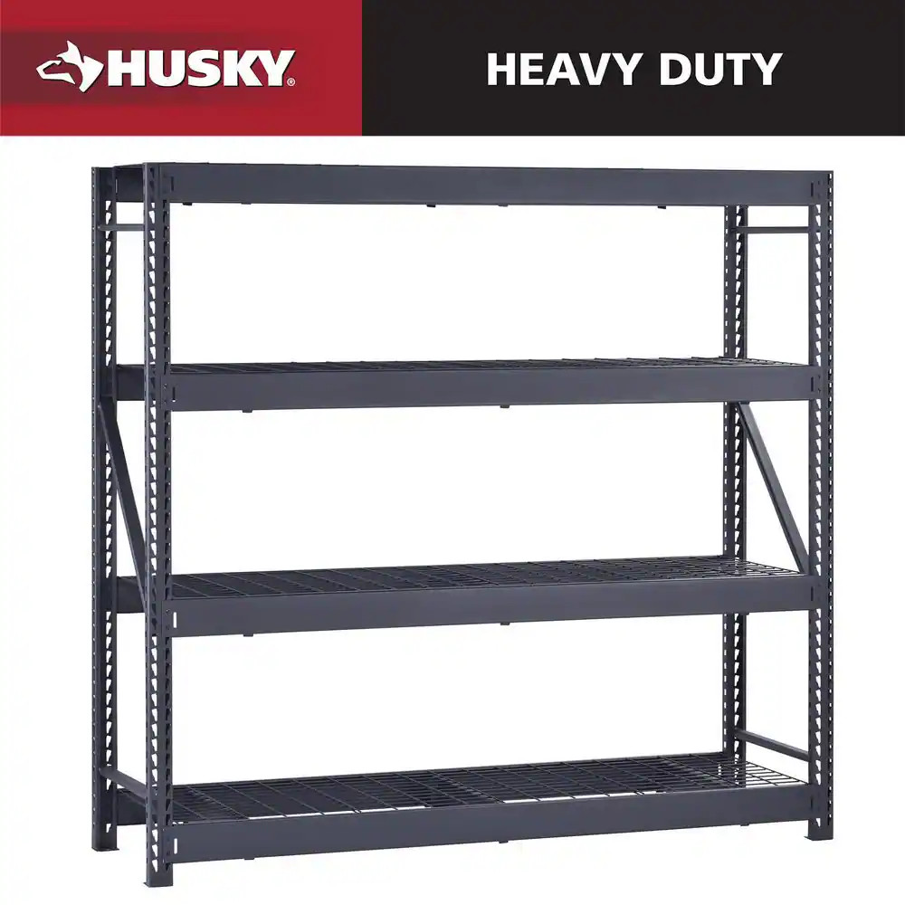 Heavy-Duty 4-Shelf Metal Garage Storage Unit - Black, 77\