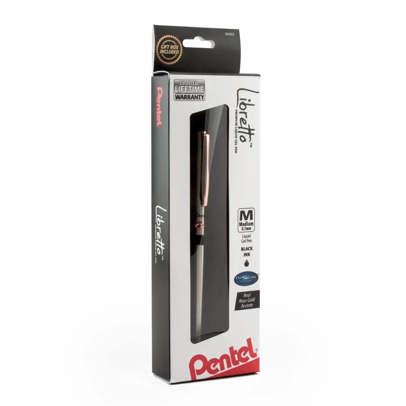 Pentel Libretto Gel Pen - Rose Gold Barrel, With Gift Box