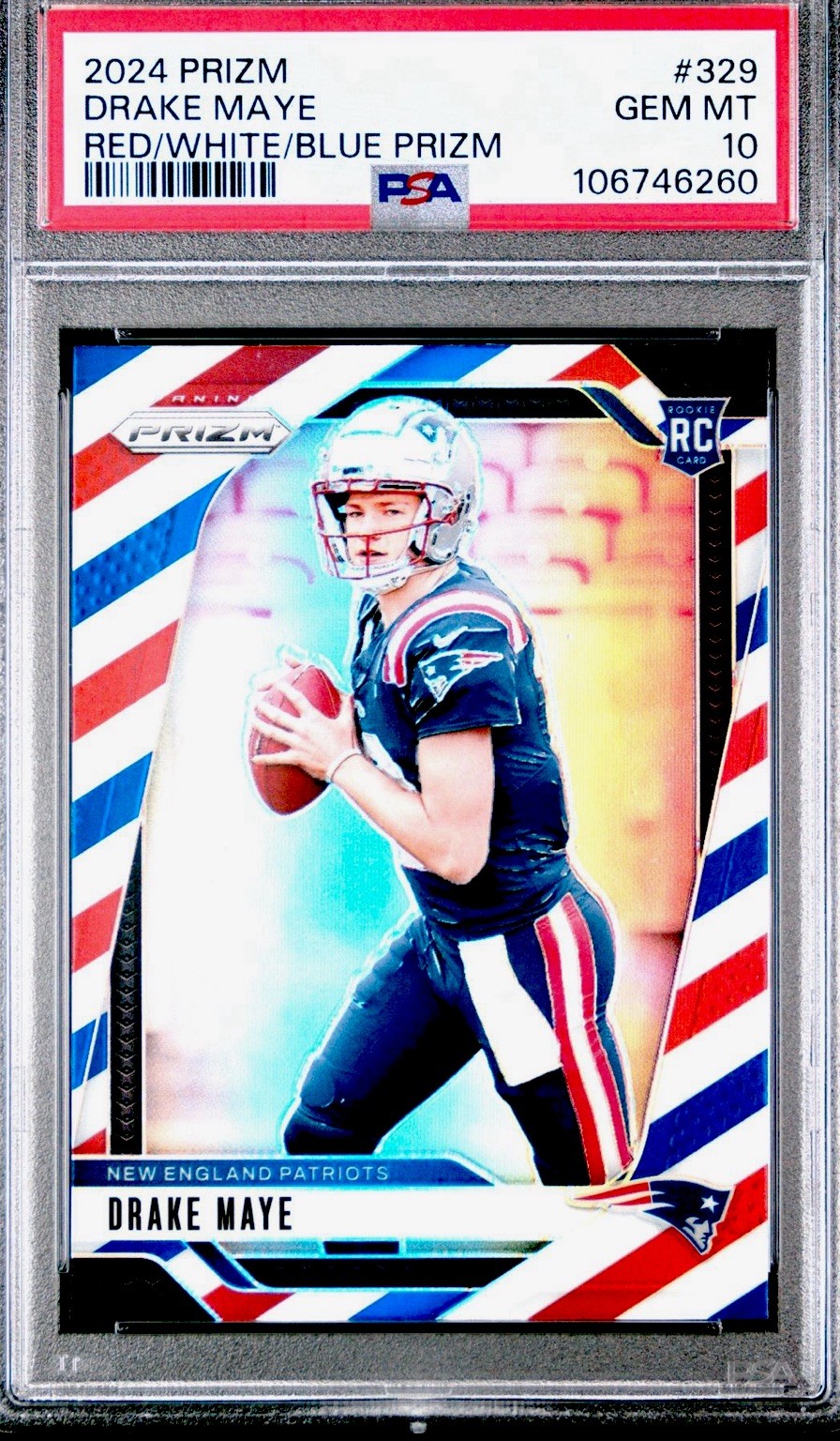 2024 Prizm Drake Maye Red White Blue Prizm RC - PSA GM 10