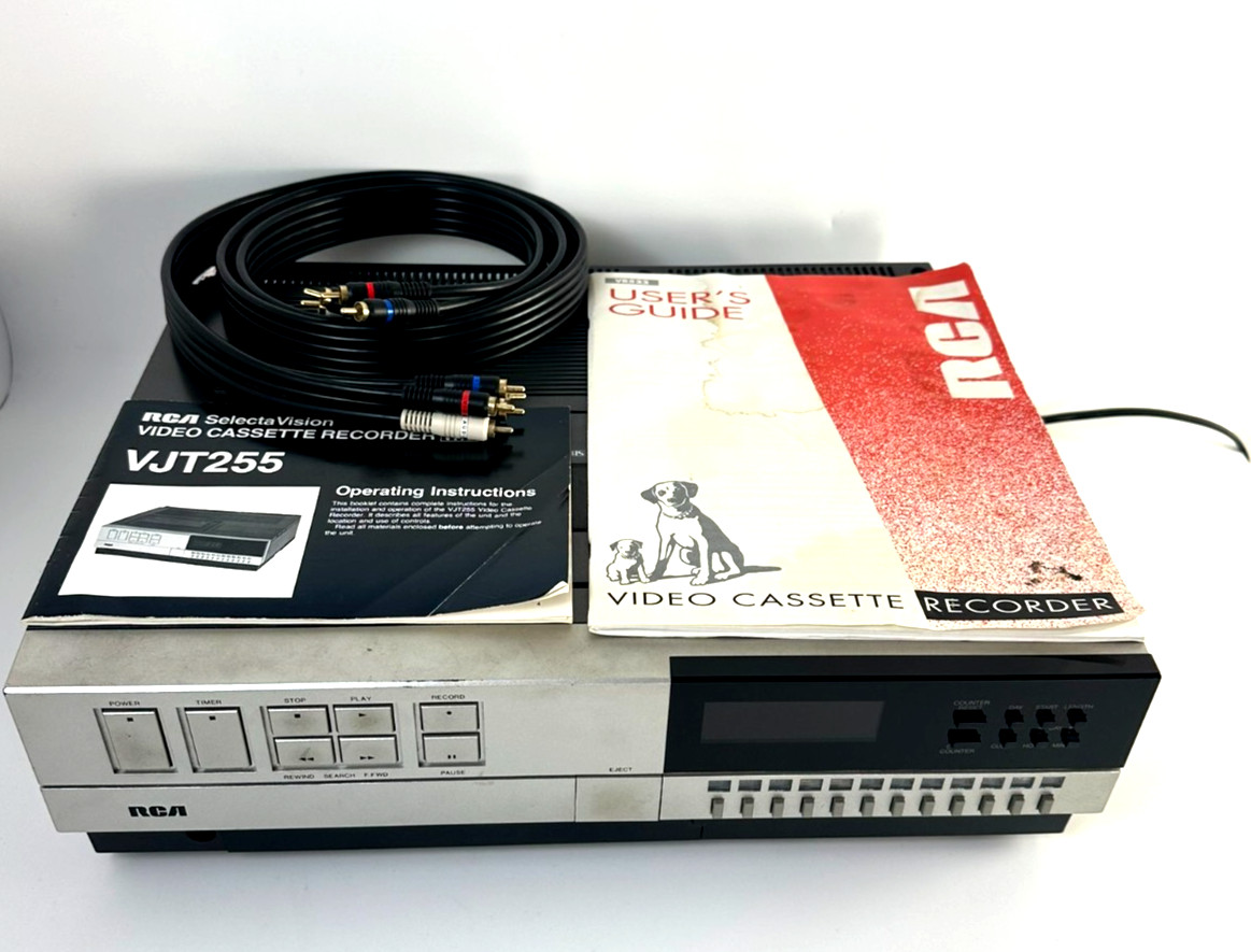 RCA SelectaVision VJT255 VHS VCR Made In Japan w Manuals AV Cable Vintage