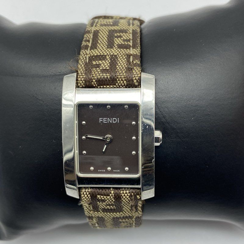 Fendi 7000L Women's Quartz Watch Stainless Steel Zucca Canvas Band 21mm