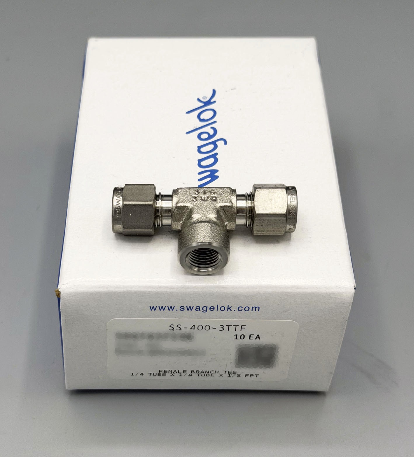 Swagelok SS-400-3TTF - Qty. 10 - Stainless Steel Tee 1/4
