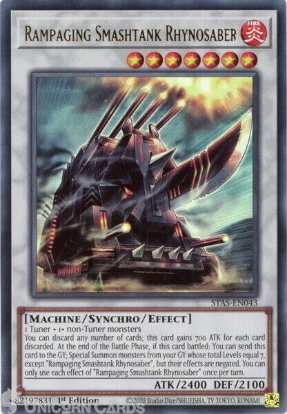 Yugioh - STAS-EN043 Rampaging Smashtank Rhyn - Ultra Rare -  1st Edition - NM/M