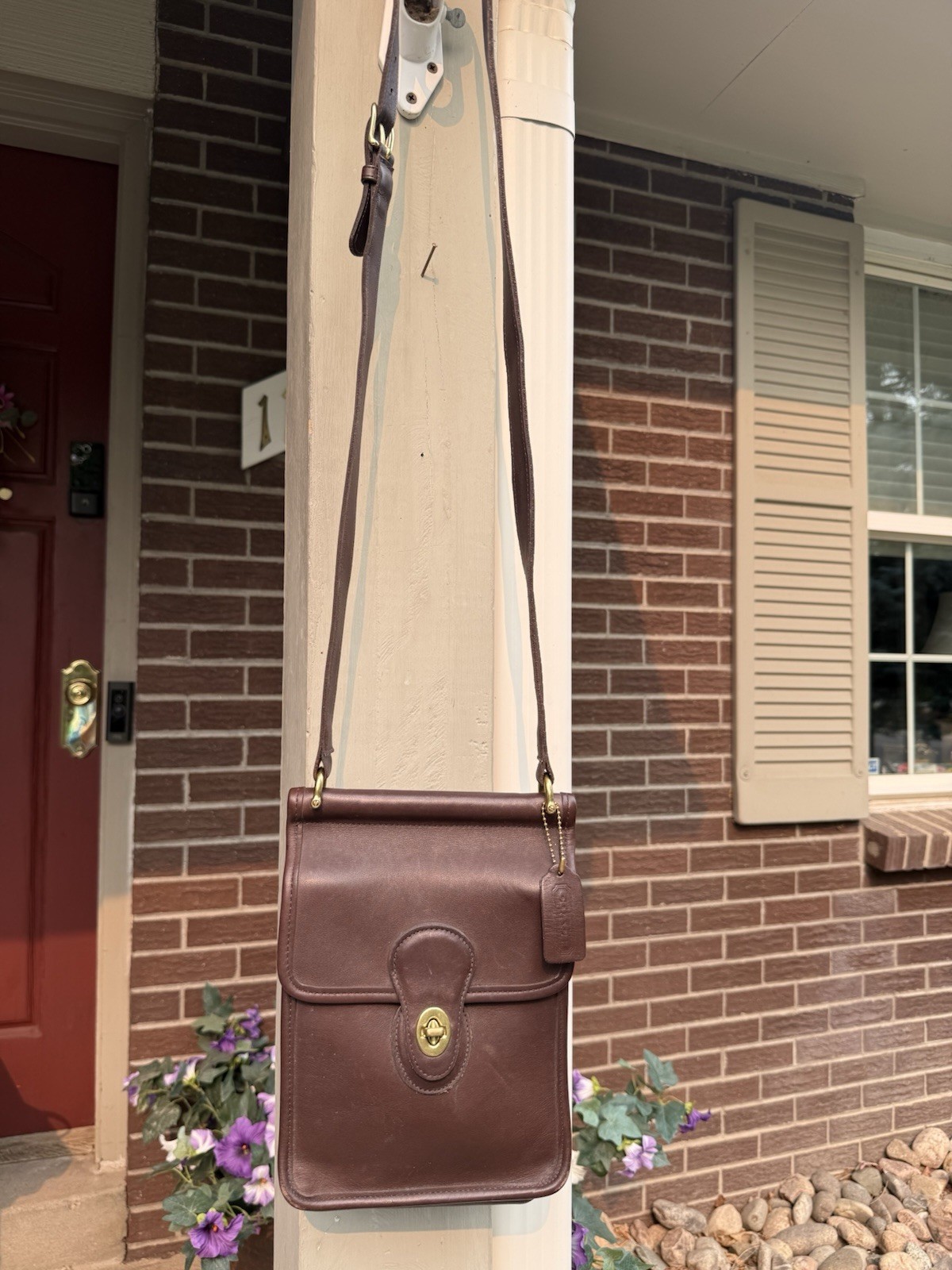 Vintage COACH 9930 Murphy Shoulder Bag Taupe Mahogany Brown Leather Crossbody