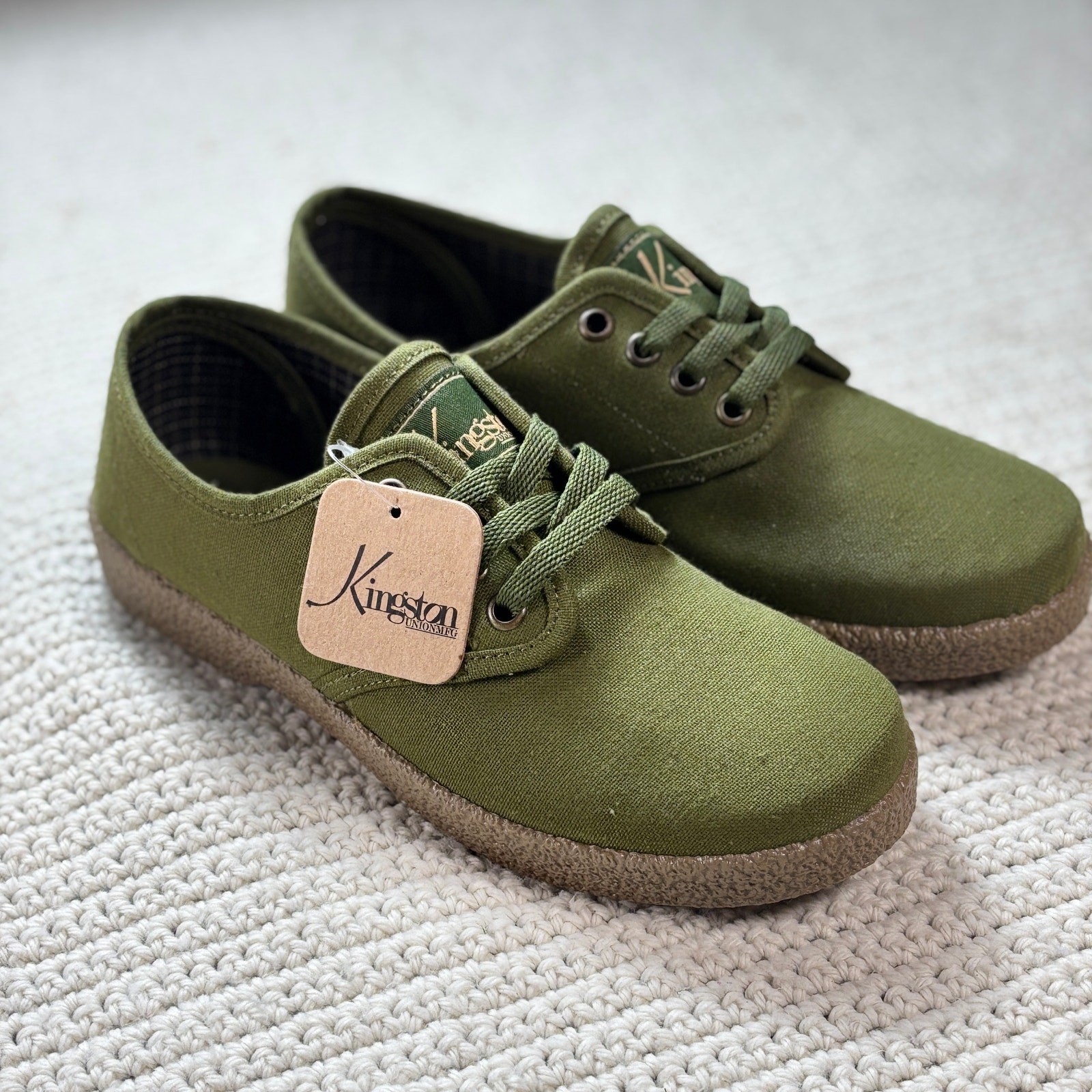 Rubalcaba x Kingston Union Collab Lace Up Shoes M5 W6.5 Green Plaid Round Toe
