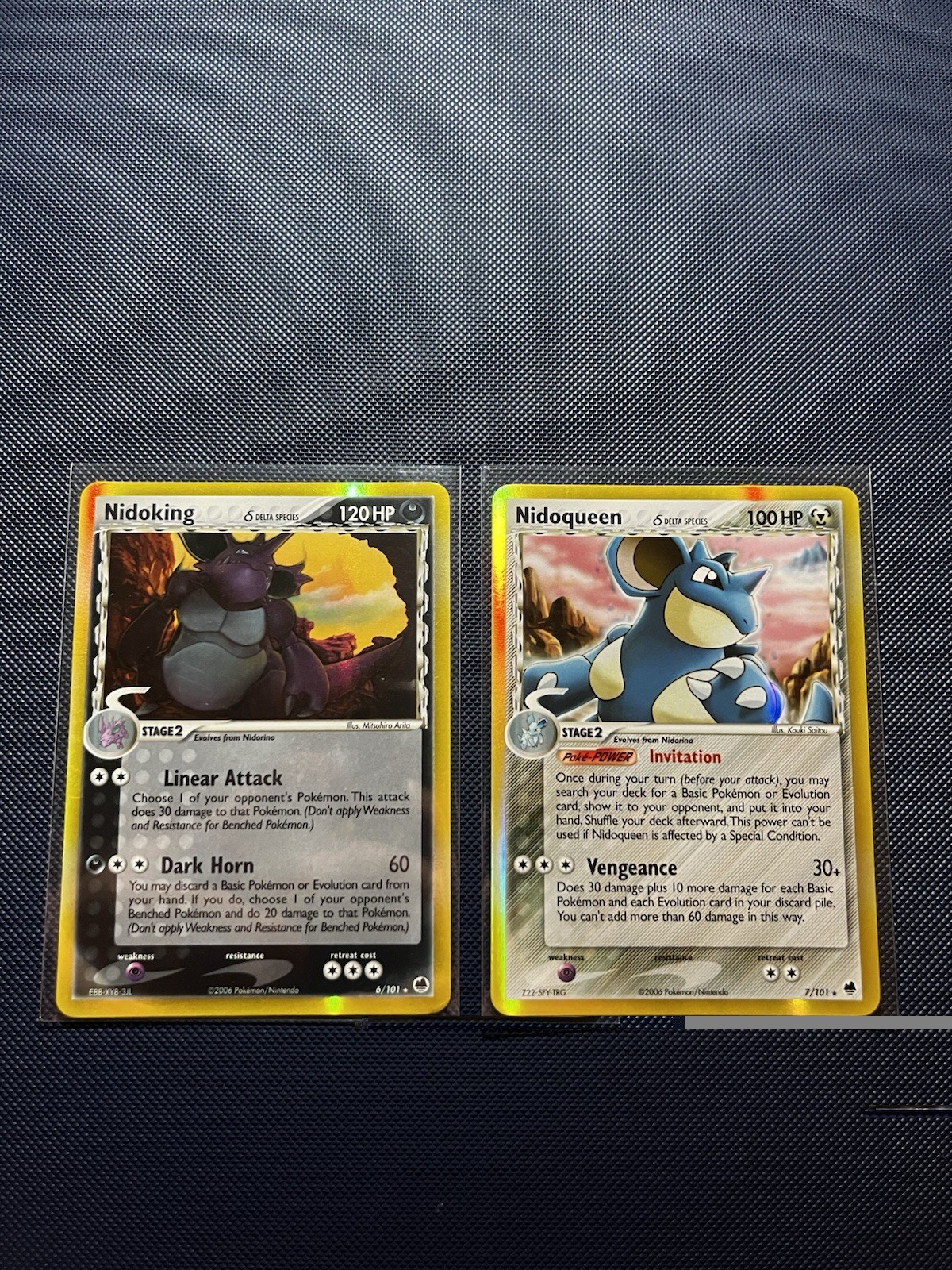 Nidoking & Nidoqueen Delta Species Reverse Holo Pokemon - Near Mint 6 & 7