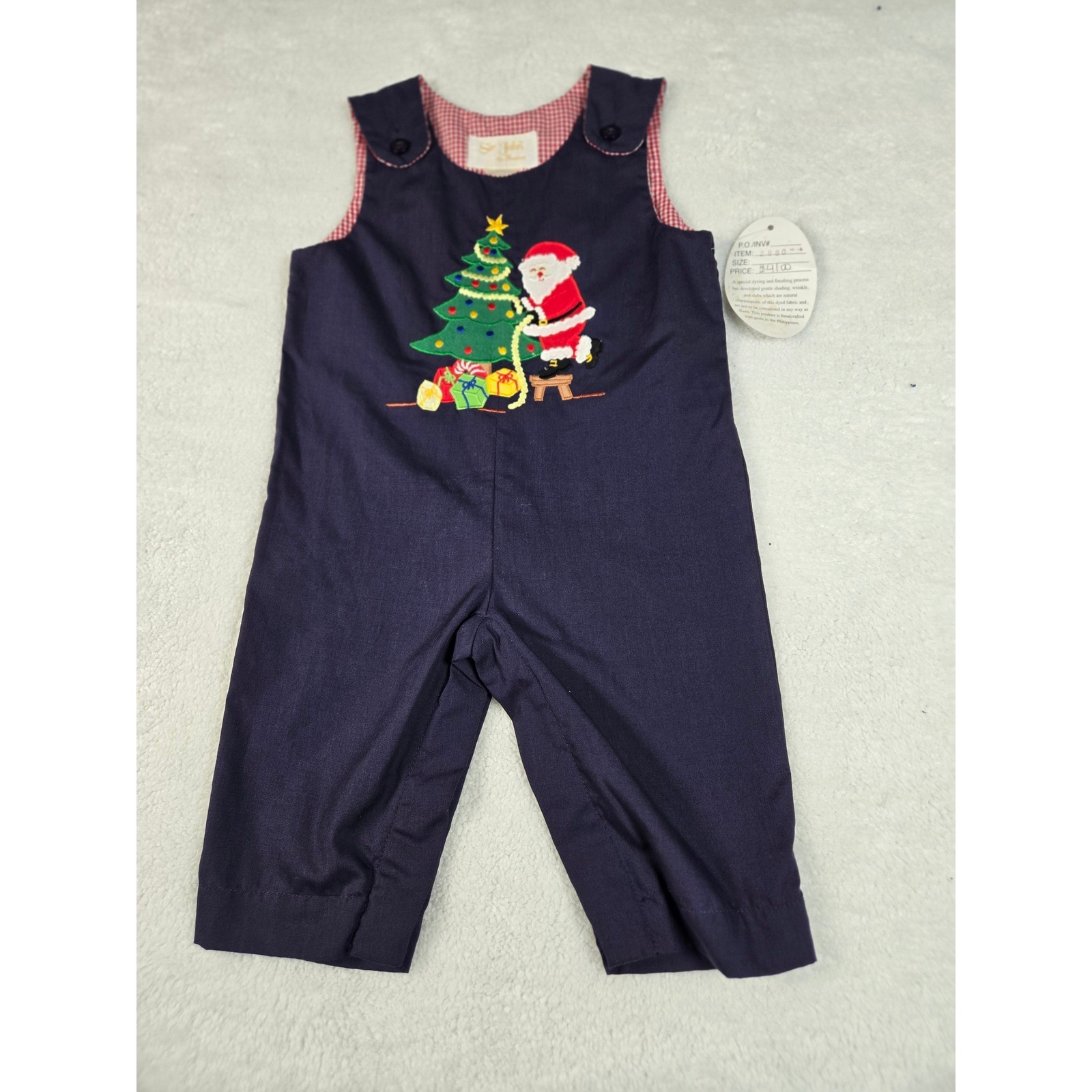 Sir John by Rosalina Baby Boy Christmas Santa Jon Jon Navy Blue 6M New