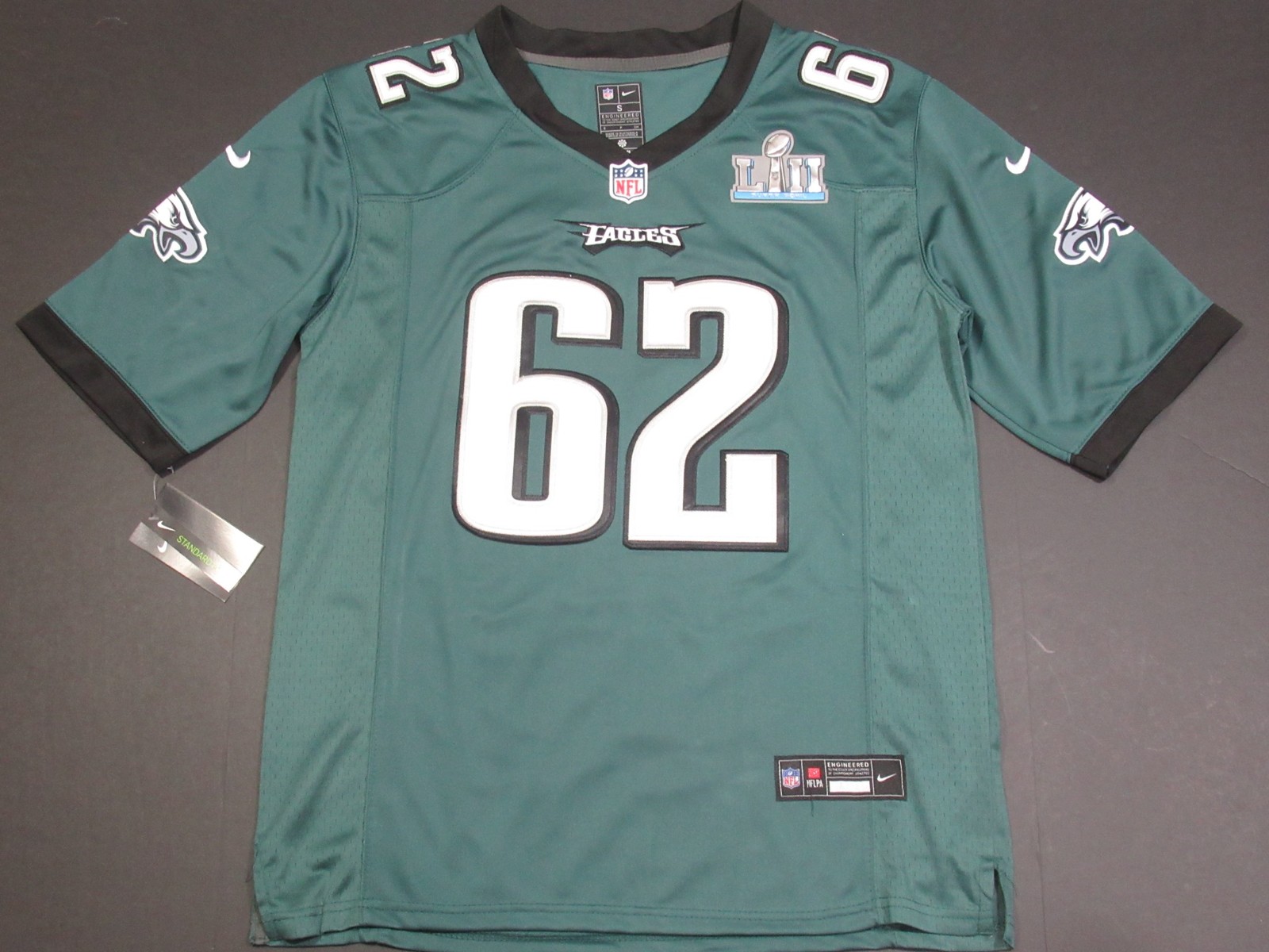 Jason Kelce #62 Philadelphia Eagles 2018 Super Bowl LII 52 Game Jersey Green Jason Kelce #62 Philadelphia Eagles 2018 Super Bowl LII 52 Game Jersey Green