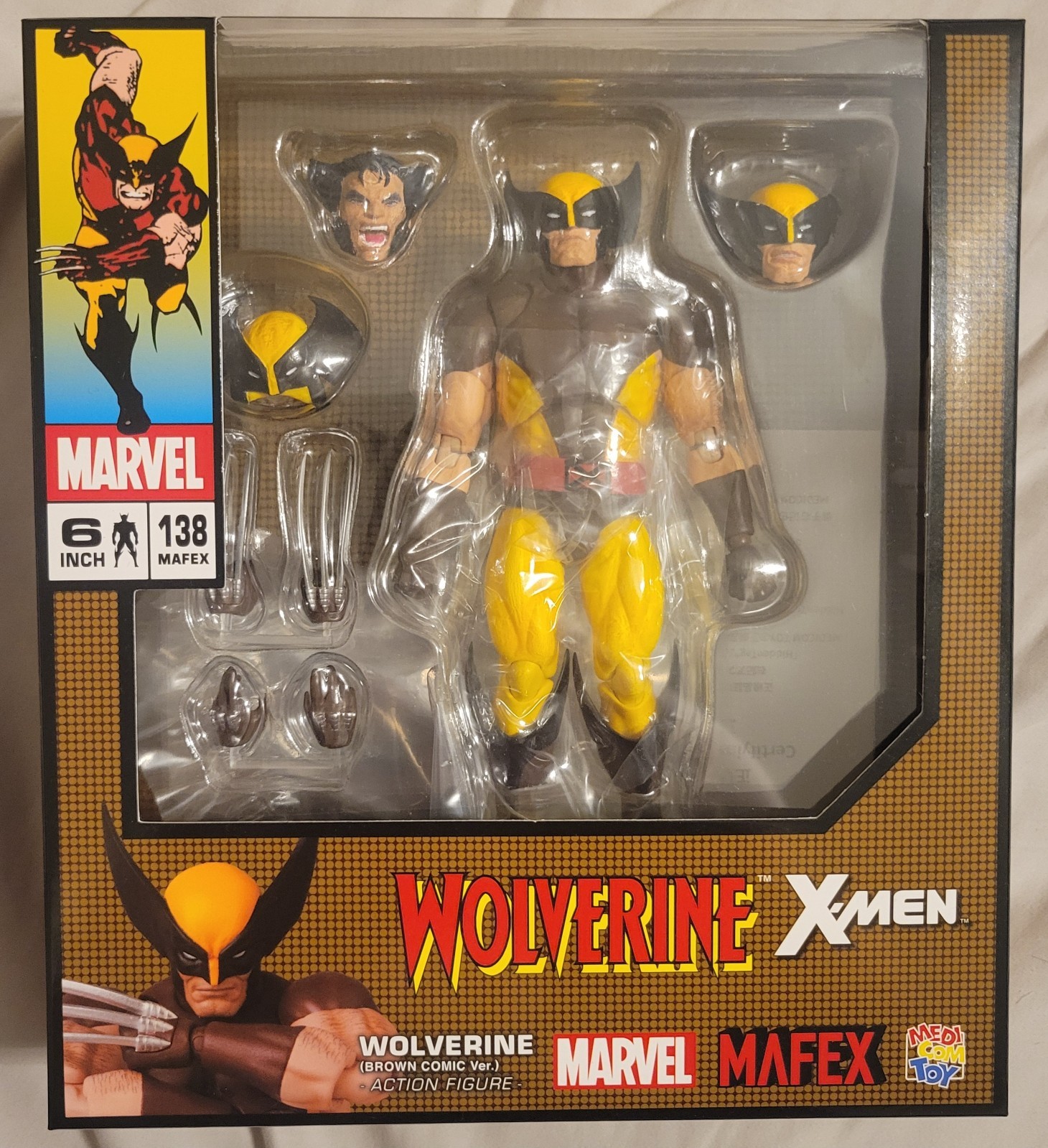 Mafex 138 Wolverine Brown Suit Comic Ver Medicom Toy Figure New Sealed