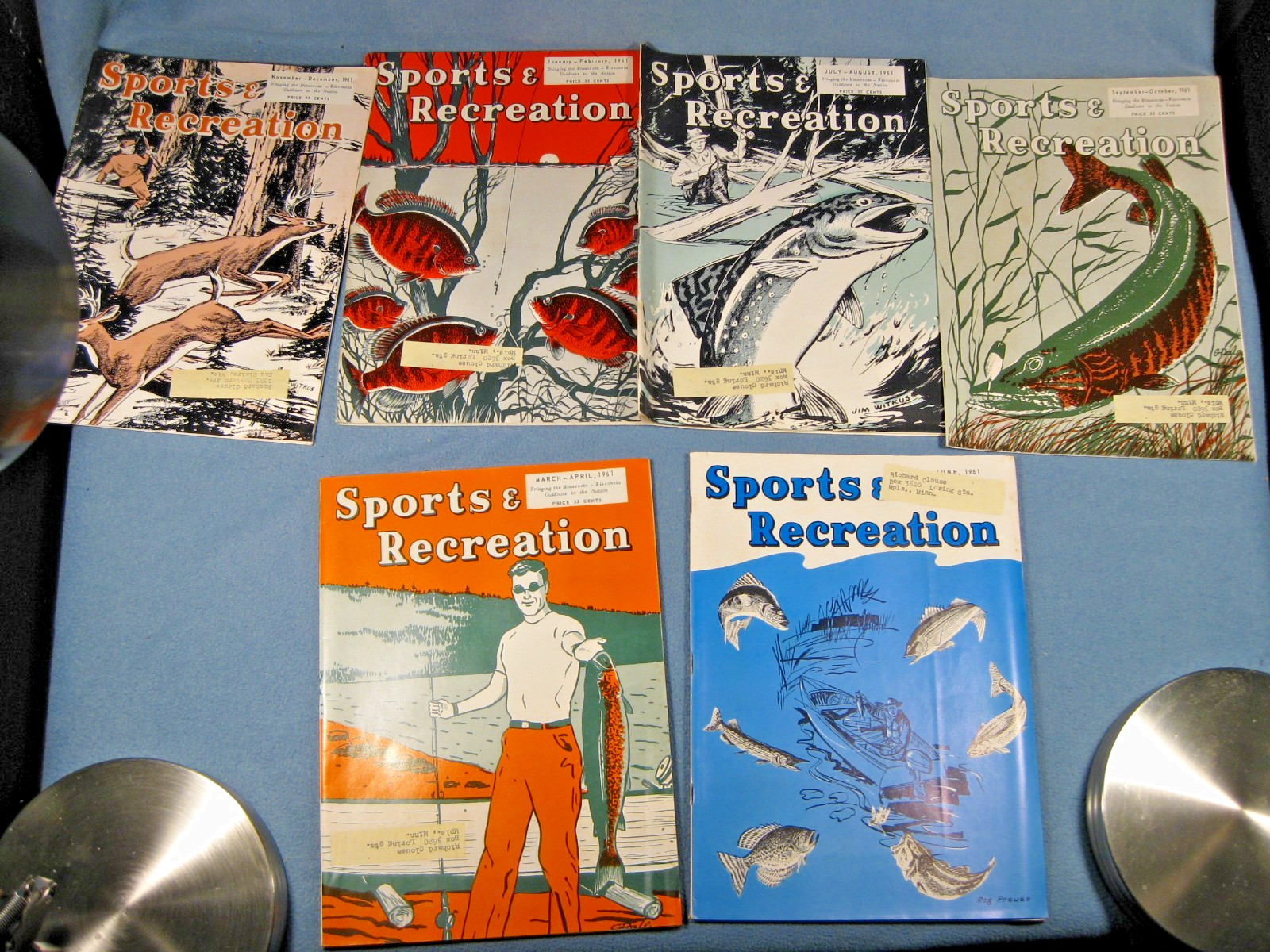 Vintage 1961 Full Year Set of 6 Sports & Recreation Magazines Waseca MN. & WI.
