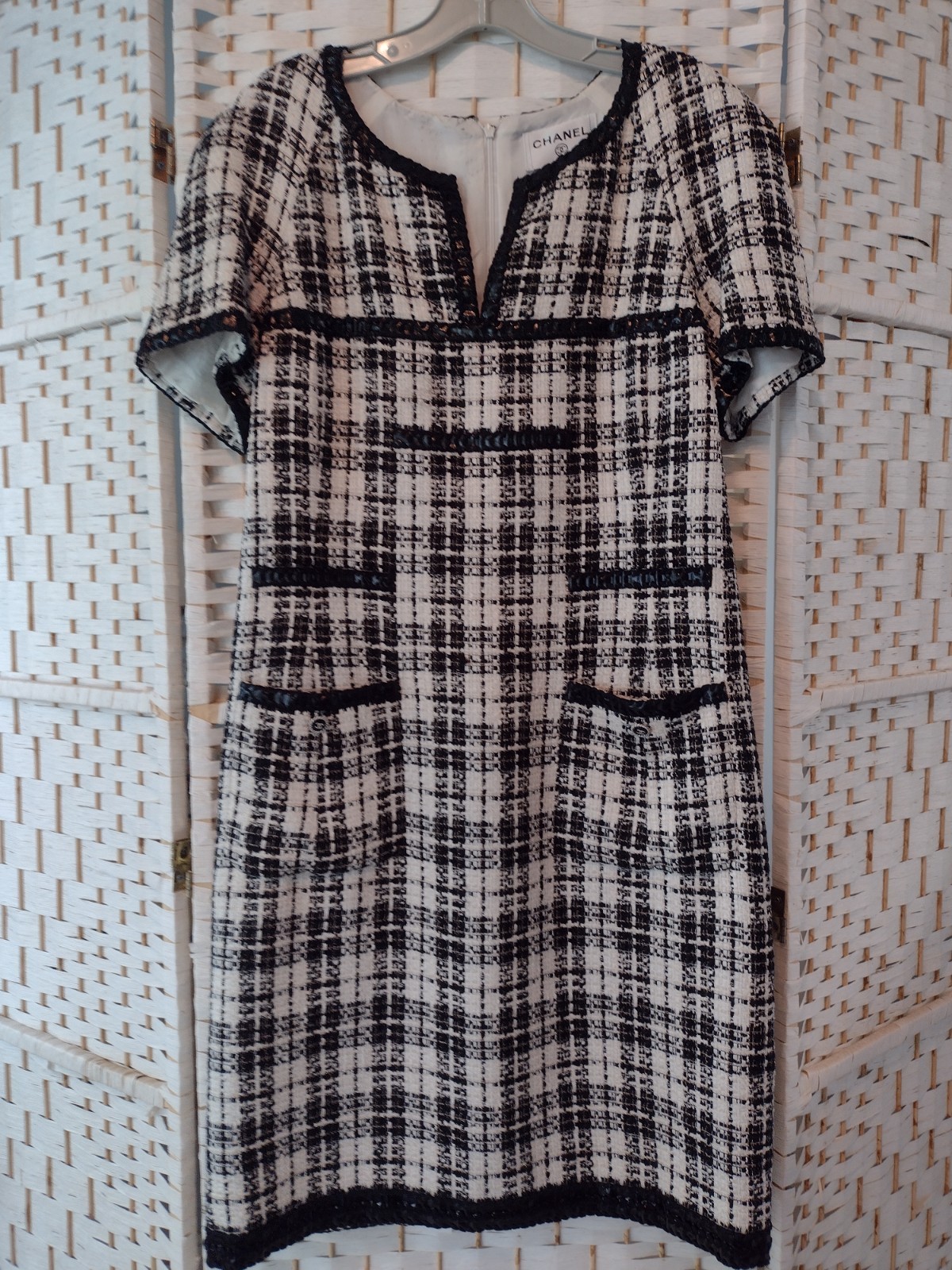 Chanel Dress A Line Black And White Fr42