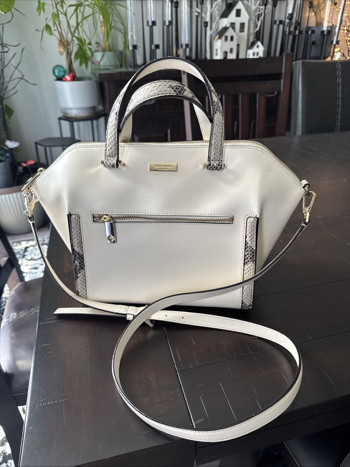 Kate Spade Savannah Parliament Square (Cement/Natural Snake) MSRP $375
