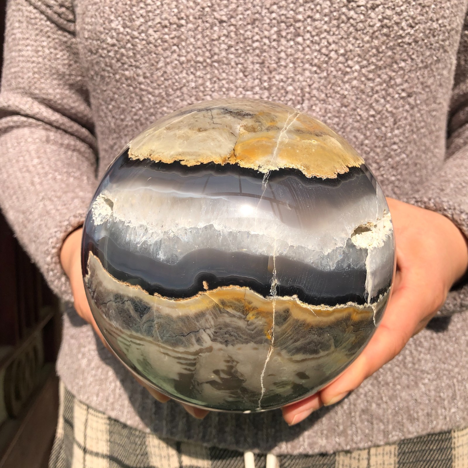 7.8LB Natural volcano Agate Quartz sphere Crystal Ball Mineral specimen Healing 7.8LB Natural volcano Agate Quartz sphere Crystal Ball Mineral specimen Healing