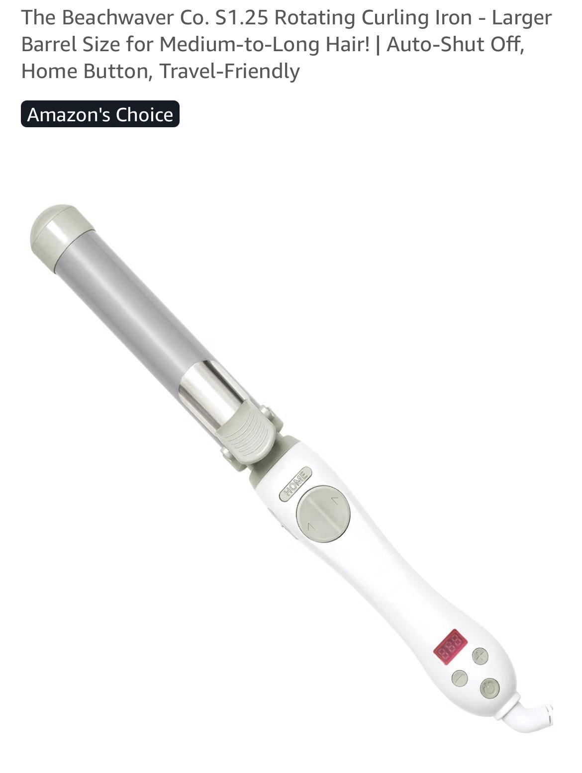 Beachwaver S1.25 Rotating Curling Iron 1.25in Ceramic Digital White DV1138BX Beachwaver S1.25 Rotating Curling Iron 1.25in Ceramic Digital White DV1138BX