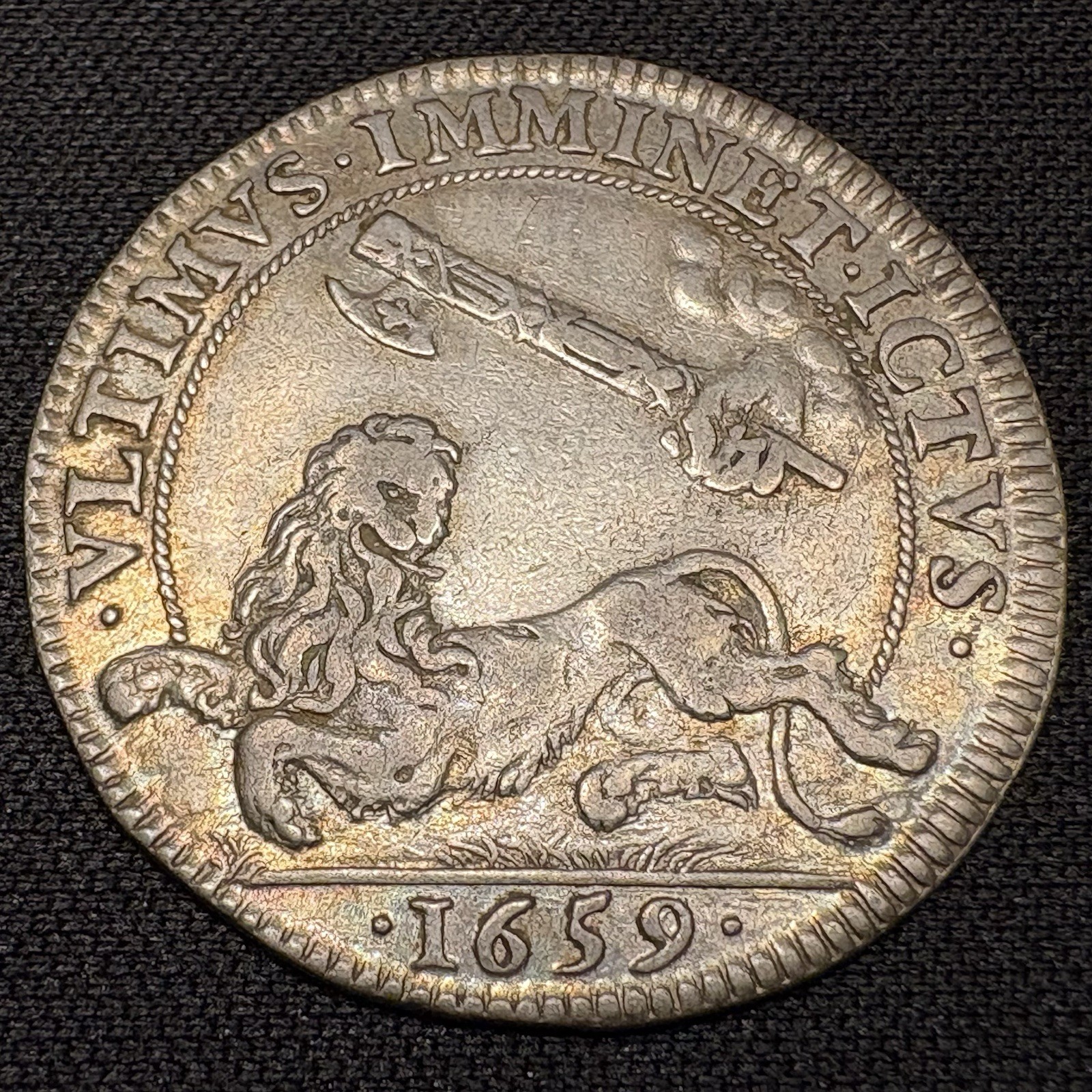 Rare 1659 France Silver Jeton Coin Louis XIV Dunkirk Lion & Axe 1600s
