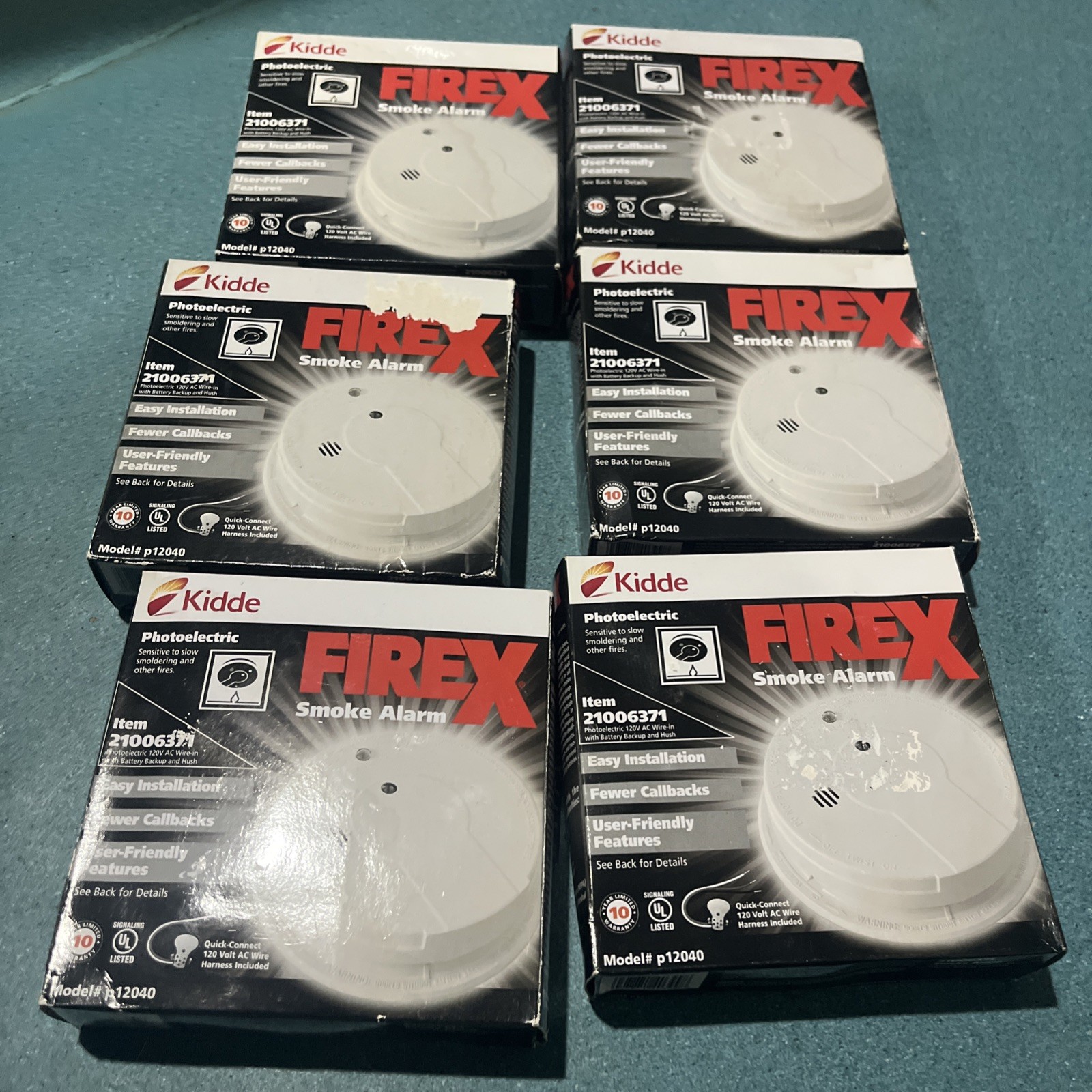 6 NEW KIDDE FIREX Photoelectric Hardwired Smoke Alarm with Battery Back-up