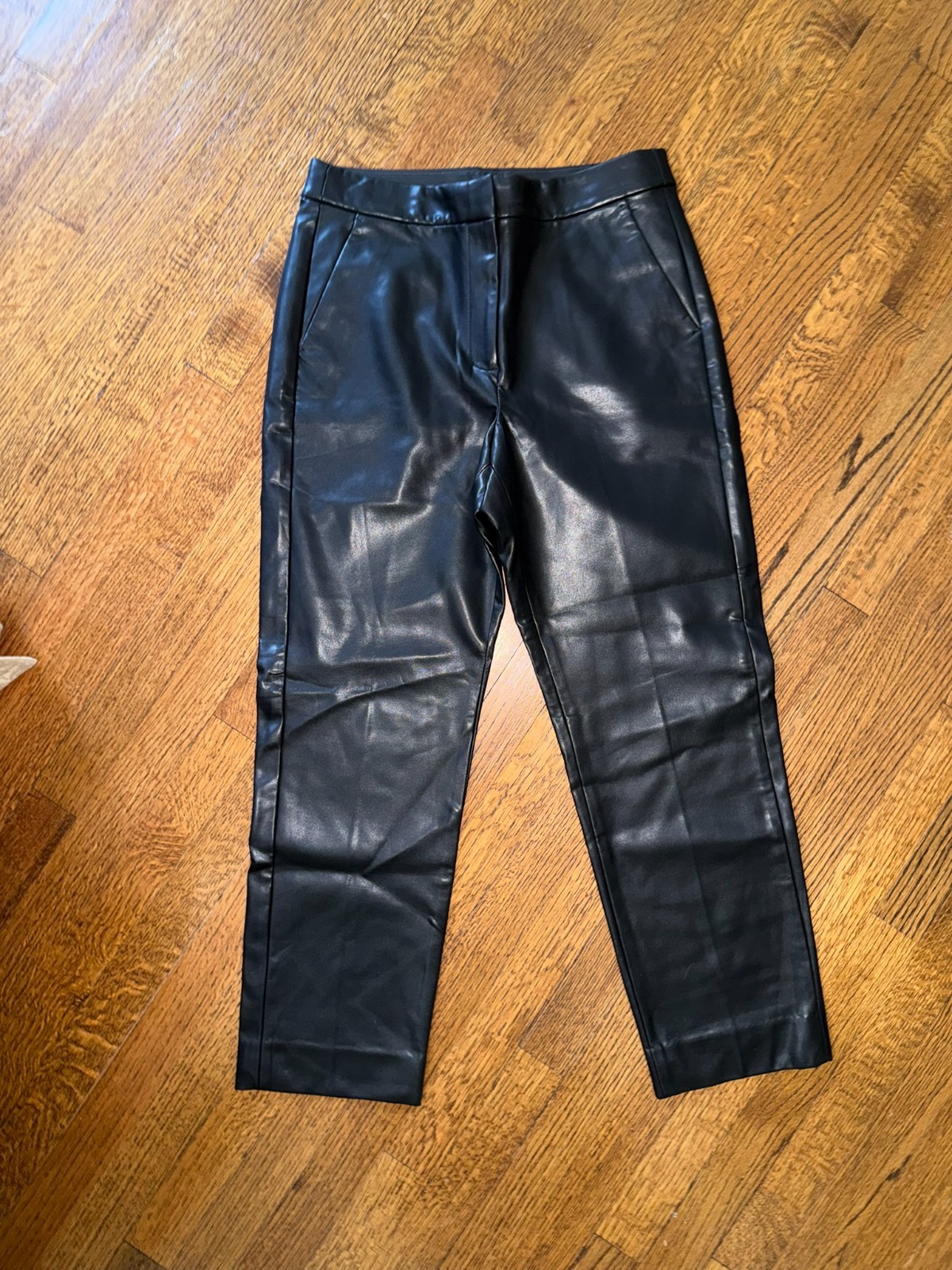NWT J. Crew KATE Black Faux Leather Pants - Size 8
