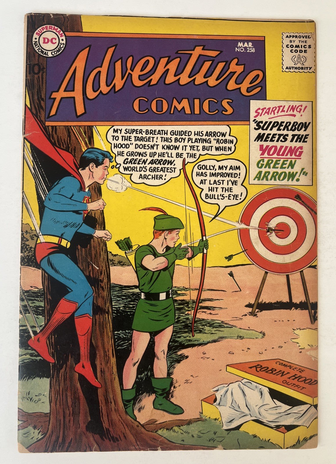 ADVENTURE COMICS #258 (DC COMICS 1959) SUPERBOY & GREEN ARROW AQUAMAN VG-
