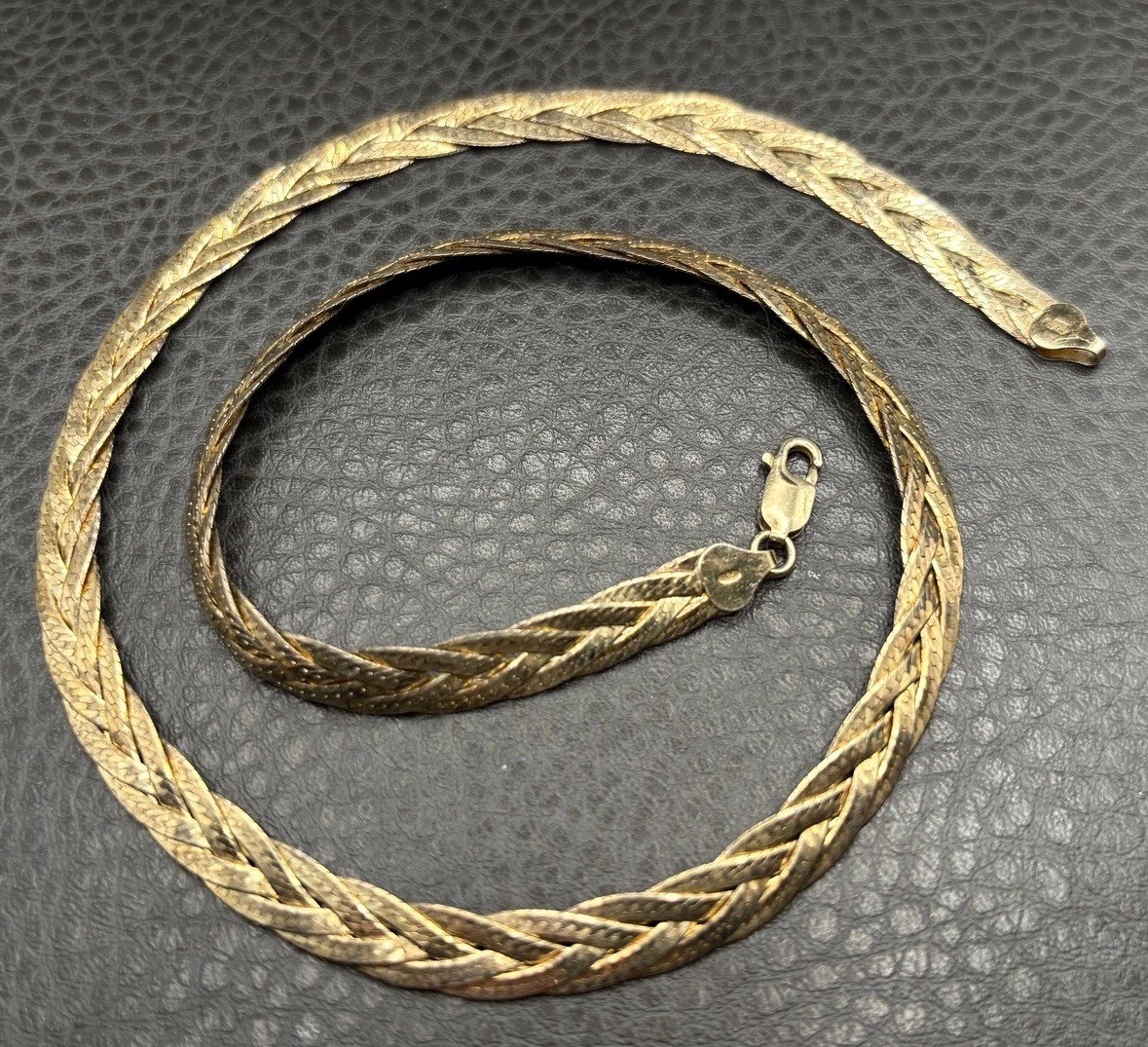 Vintage 7.5MM Vermeil 925 Sterling Silver Braided Woven Chain Necklace 20\