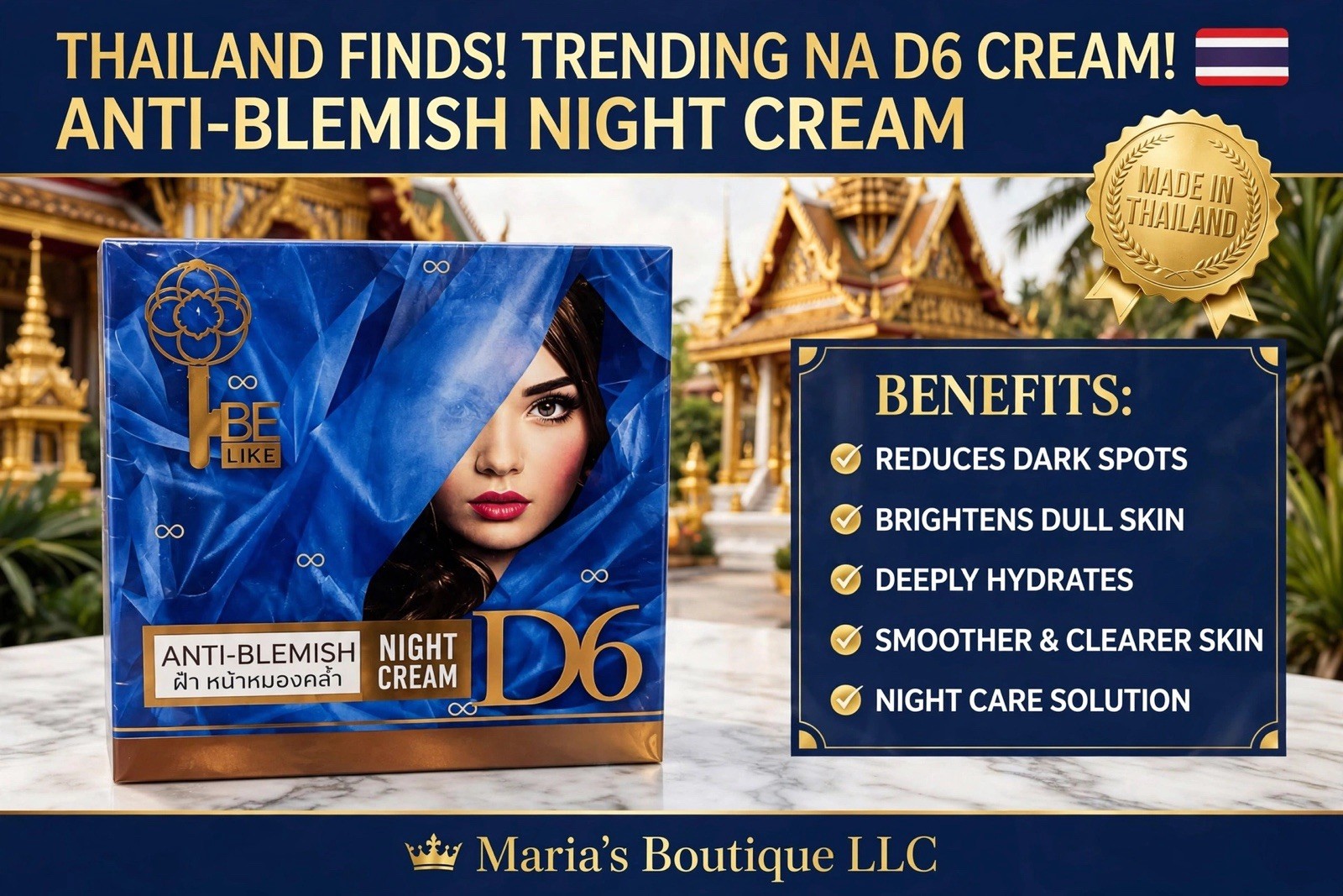 BE LIKE D6 Anti-Blemish Night Cream, Reduces Dark Spots, Hydrating Brightening BE LIKE D6 Anti-Blemish Night Cream, Reduces Dark Spots, Hydrating Brightening