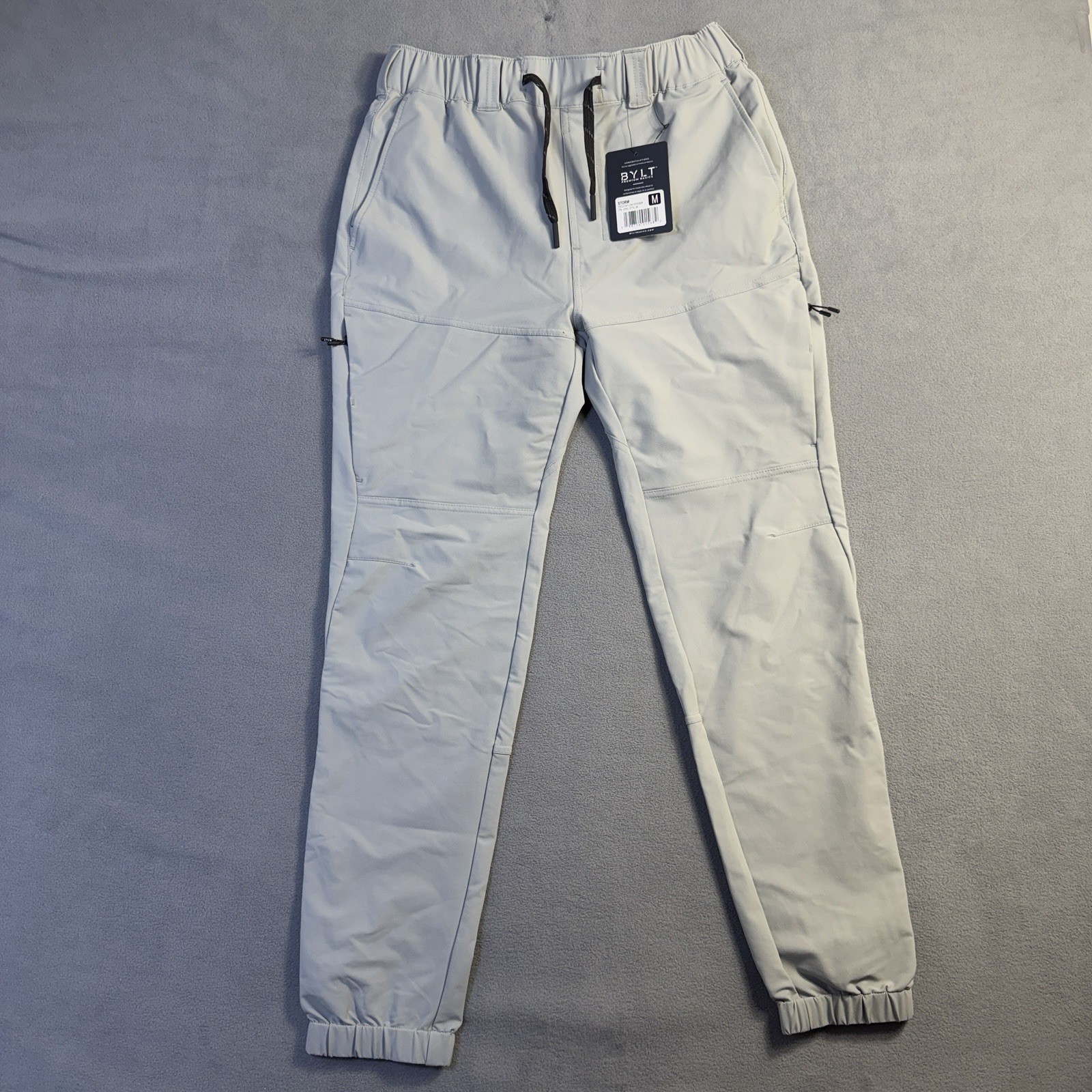 BYLT Premium Basics Tech Nylon Jogger Men\'s Medium Gray Drawstring Pockets NWT