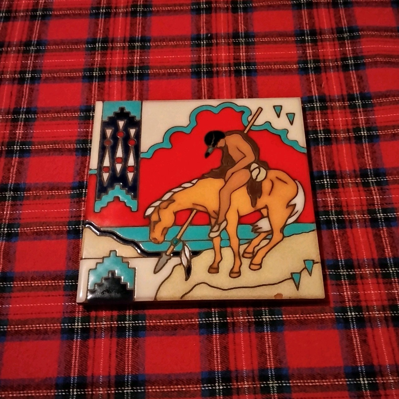 Indigenous American Art Handmade Ceramic Tile Indigenous American Art Handmade Ceramic Tile