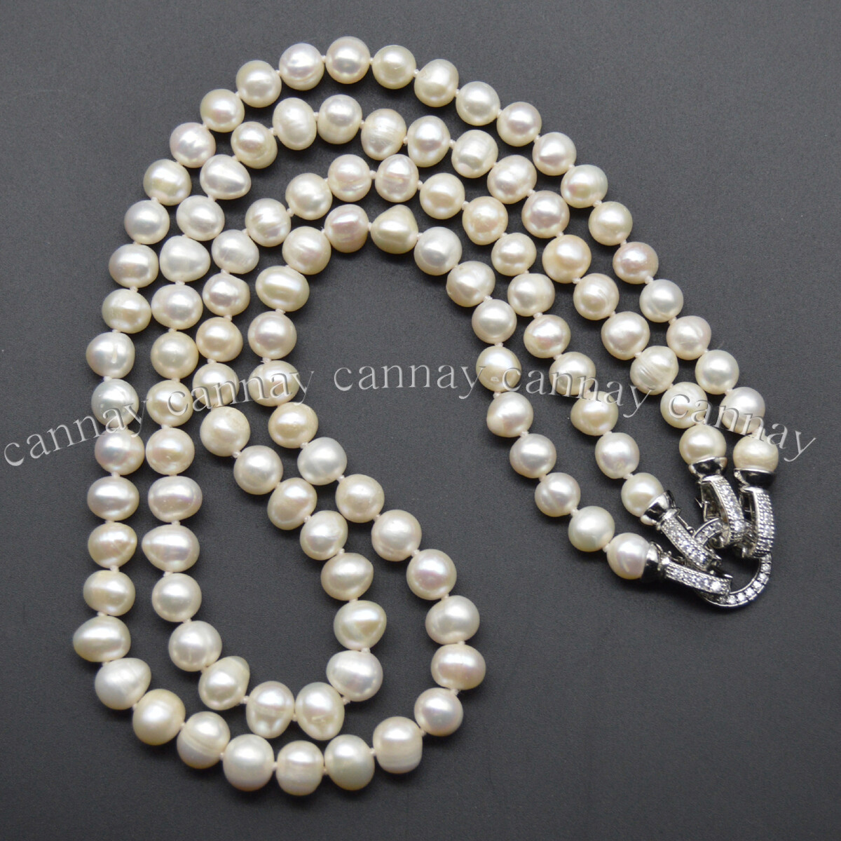 2 Strands Real Natural 7-8mm White Freshwater Cultured Pearl Necklace 18-20\'\'