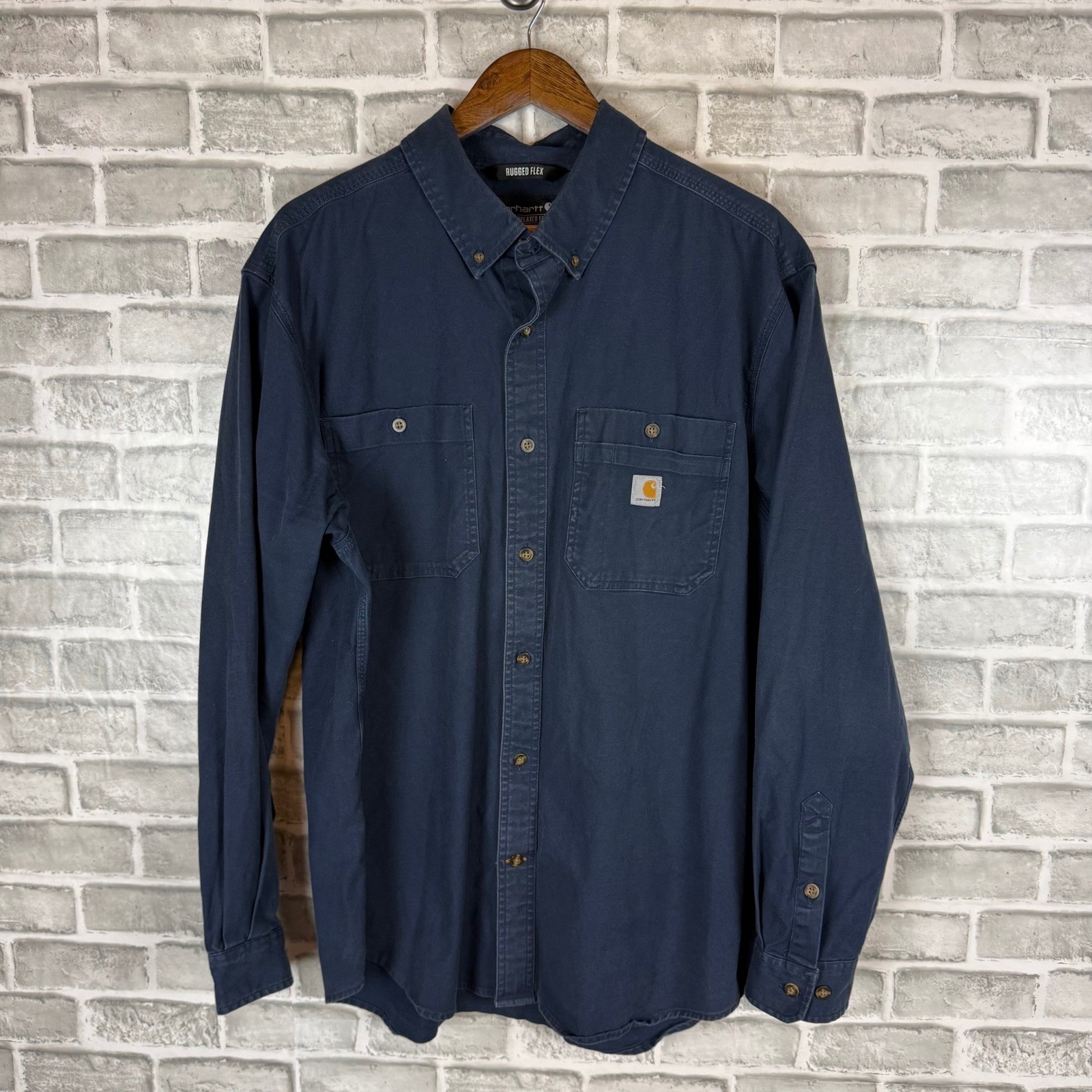 Carhartt Rugged Flex Navy Blue Long Sleeve Button Down Shirt XL 103554-412 Carhartt Rugged Flex Navy Blue Long Sleeve Button Down Shirt XL 103554-412