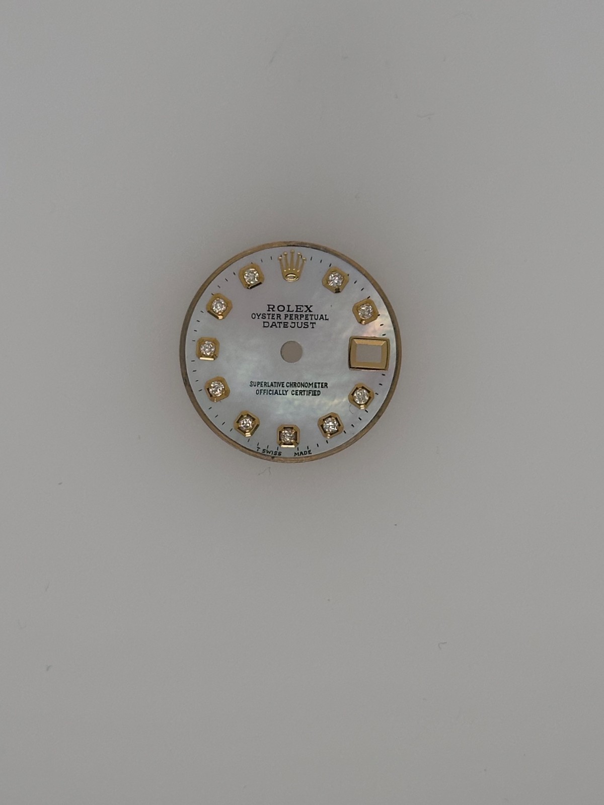 Rolex Datejust 26mm Custom White MOP Diamond Dial Gold Accents Original Plate