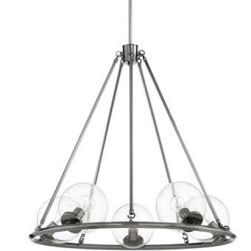 Luminance F26115-57 Messier 5-Light Chandelier Clear Seeded Glass Globe Antique Luminance F26115-57 Messier 5-Light Chandelier Clear Seeded Glass Globe Antique