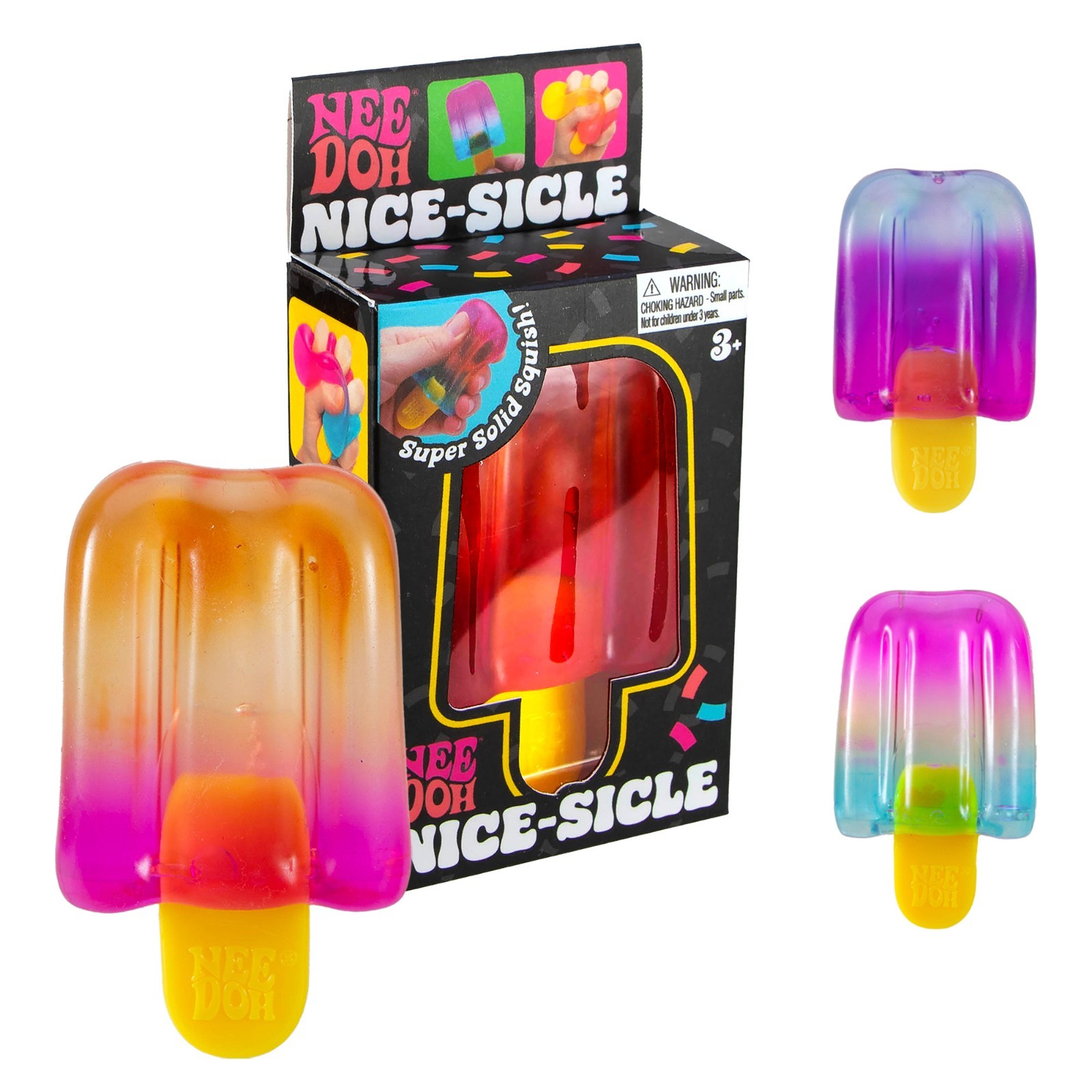 Schylling Nee Doh Nice-Sicle Super Solid Squishy Squeeze Toy Pink Orange