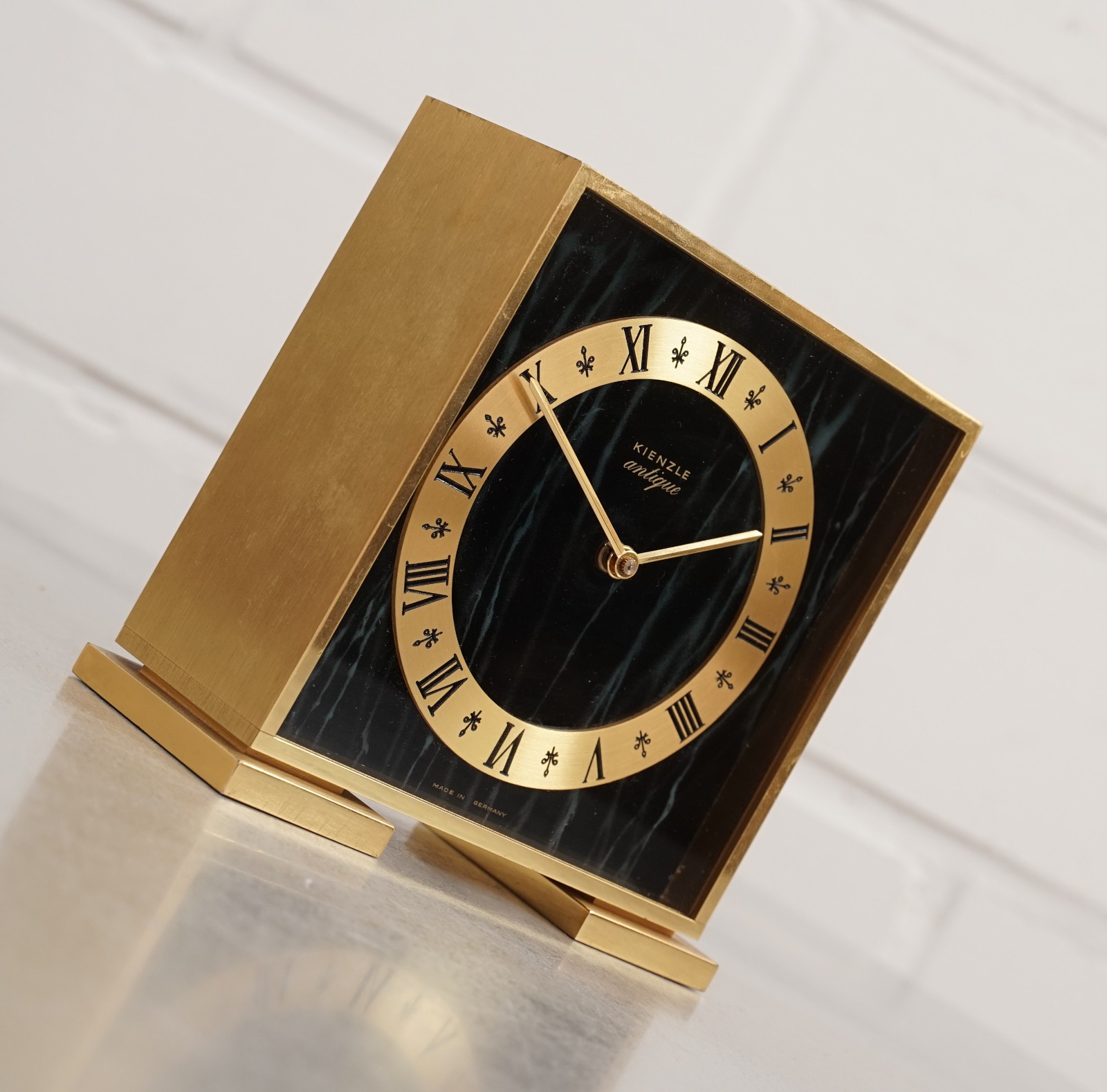 Elegant Kienzle antique brass clock table clock desk clock electromechanical ...