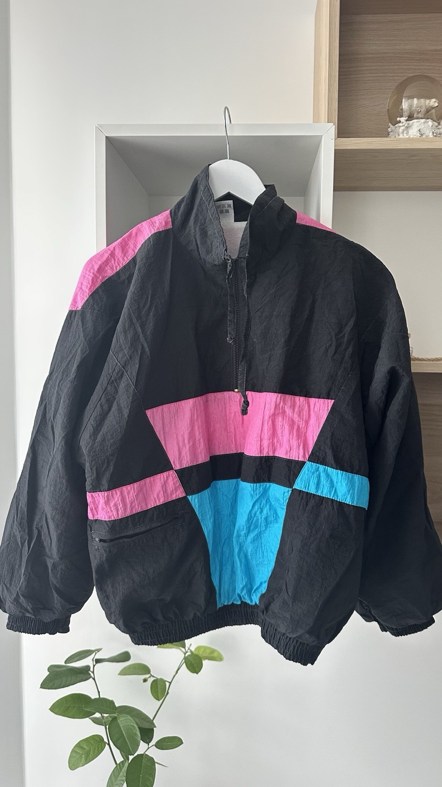 Vtg 80s 90s Colorblock Windbreaker Jacket Run For Health Neon Retro Anorak Sz M