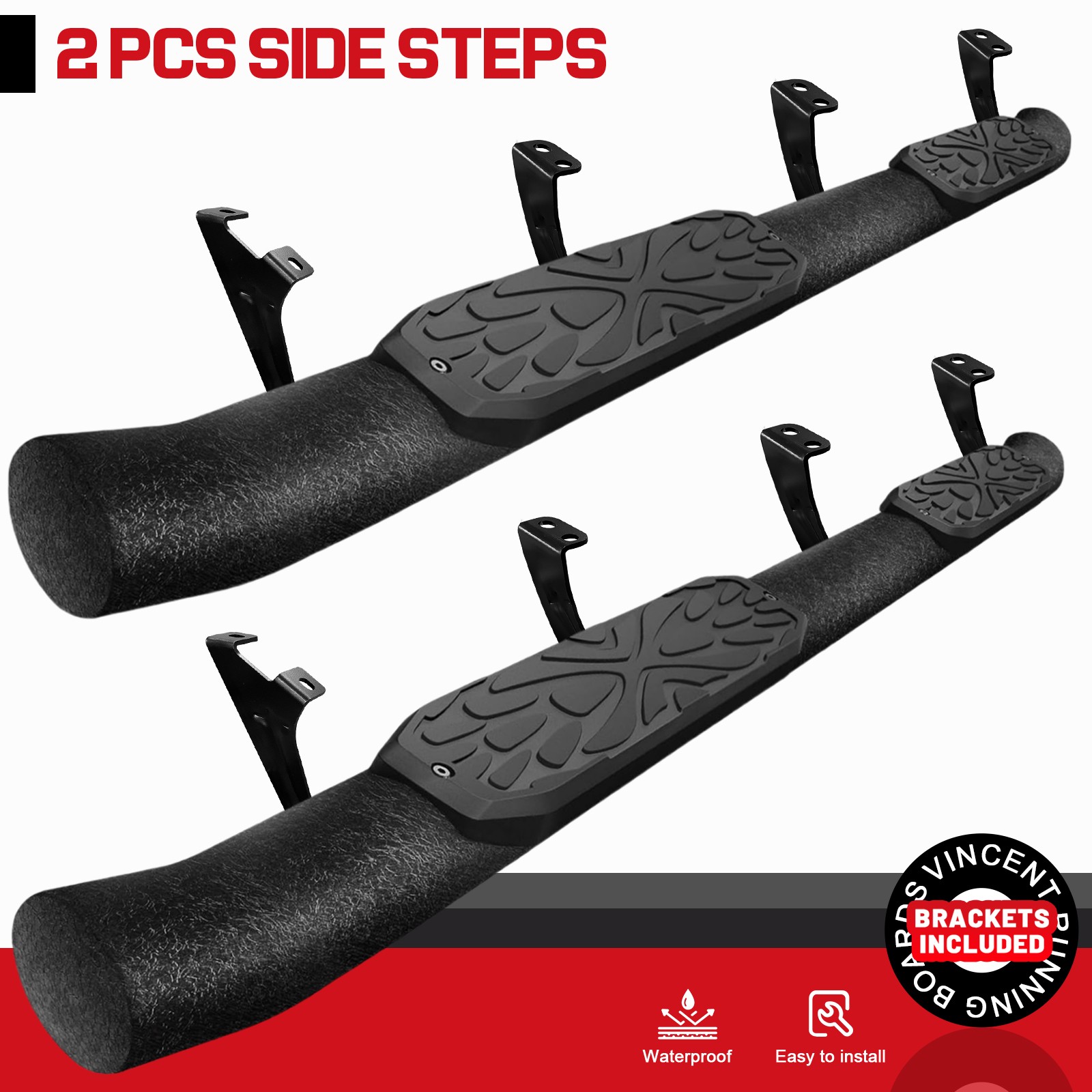 FOR 07-21 Toyota Tundra CrewMax Cab Side Step Curved Running Boards Nerf Bar BLK