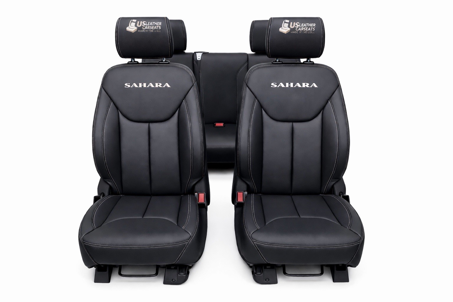 2014 Fits Jeep Wrangler Sahara Full Front Tops  Bottoms Leather Seat Cover Black