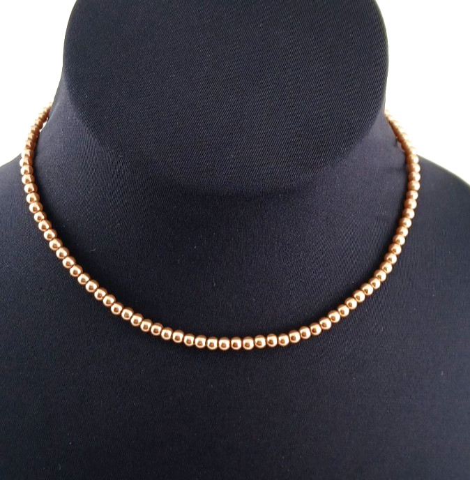 Vintage Signed 1980 Kissaka Hand-Knotted Golden Champagne Majorca Pearl Necklace