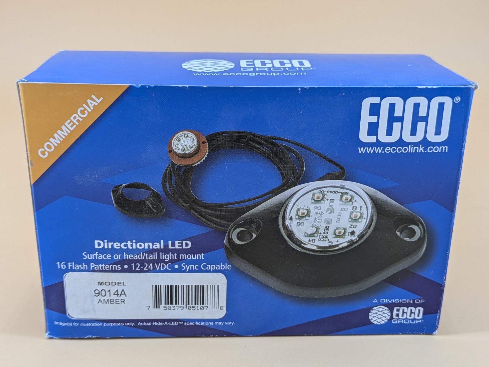 ECCO 9014A Directional LED Surface, Tail/Headlight Mount—16 Flash Patterns—Amber ECCO 9014A Directional LED Surface, Tail/Headlight Mount—16 Flash Patterns—Amber