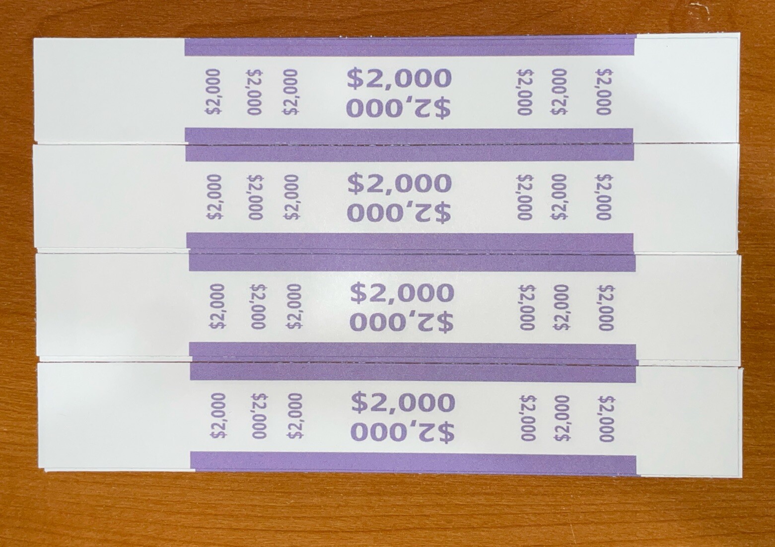 Pack of 50 $2000 Currency Straps Bill Wrappers Money Bands NON-STICK Pack of 50 $2000 Currency Straps Bill Wrappers Money Bands NON-STICK