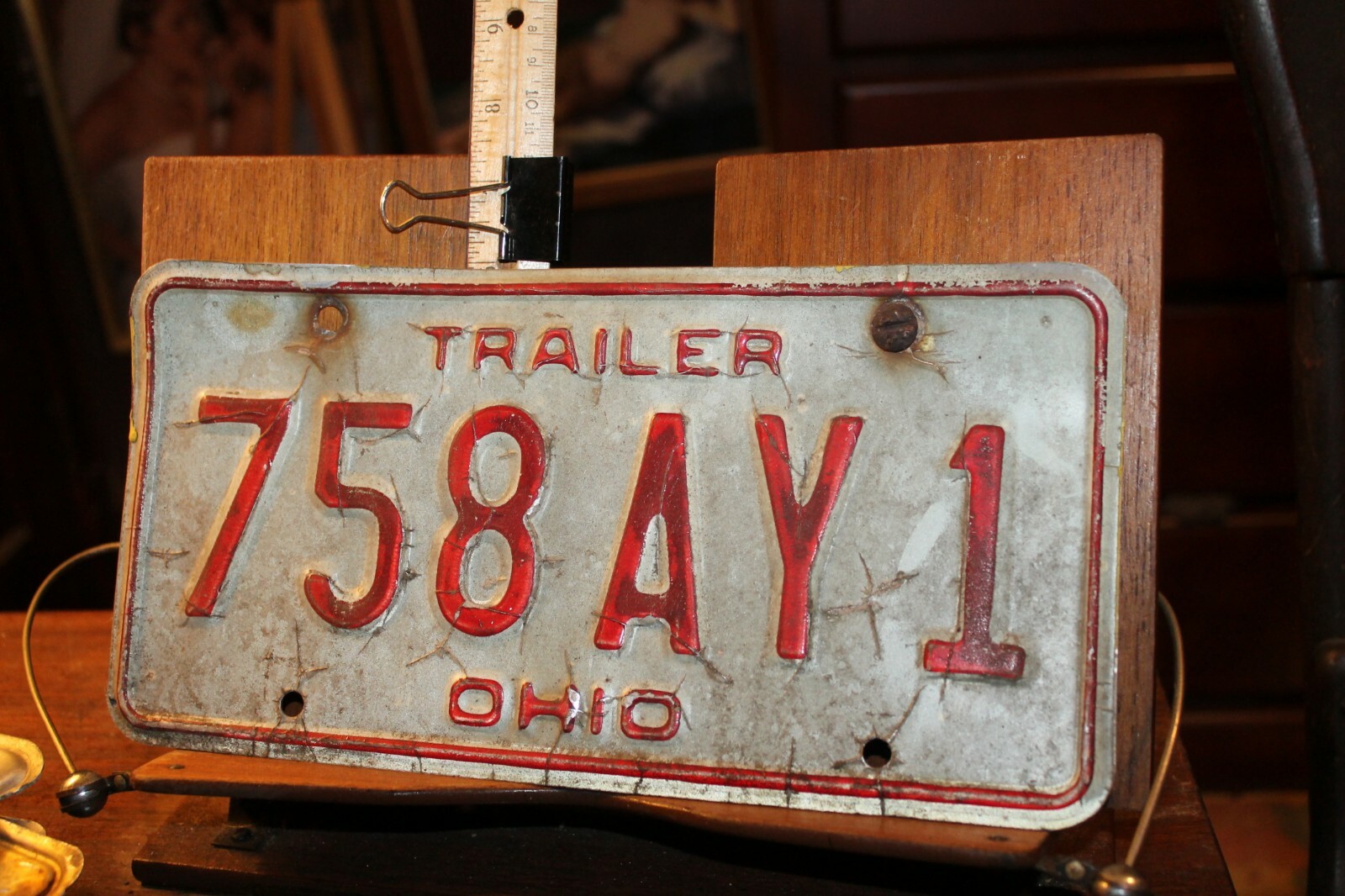 1980 OHIO License Plate Trailer 758 AY1 VERY ROUGH