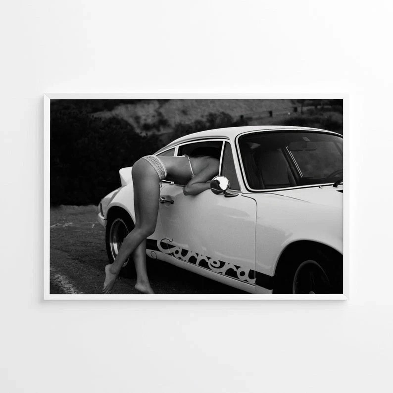 Porsche 911 Carrera Vintage Black White Photo Wall Art Poster Porsche 911 Carrera Vintage Black White Photo Wall Art Poster