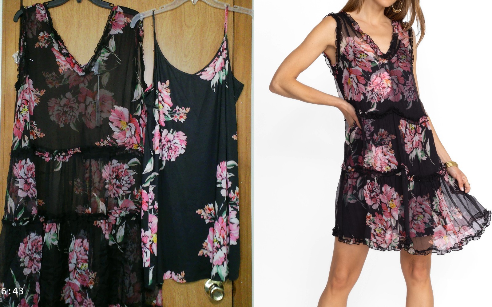 NWT $365 Johnny Was Jade Perrie Mini-Dress & Floral Slip XL Crinkle Silk, Ruffle NWT $365 Johnny Was Jade Perrie Mini-Dress & Floral Slip XL Crinkle Silk, Ruffle