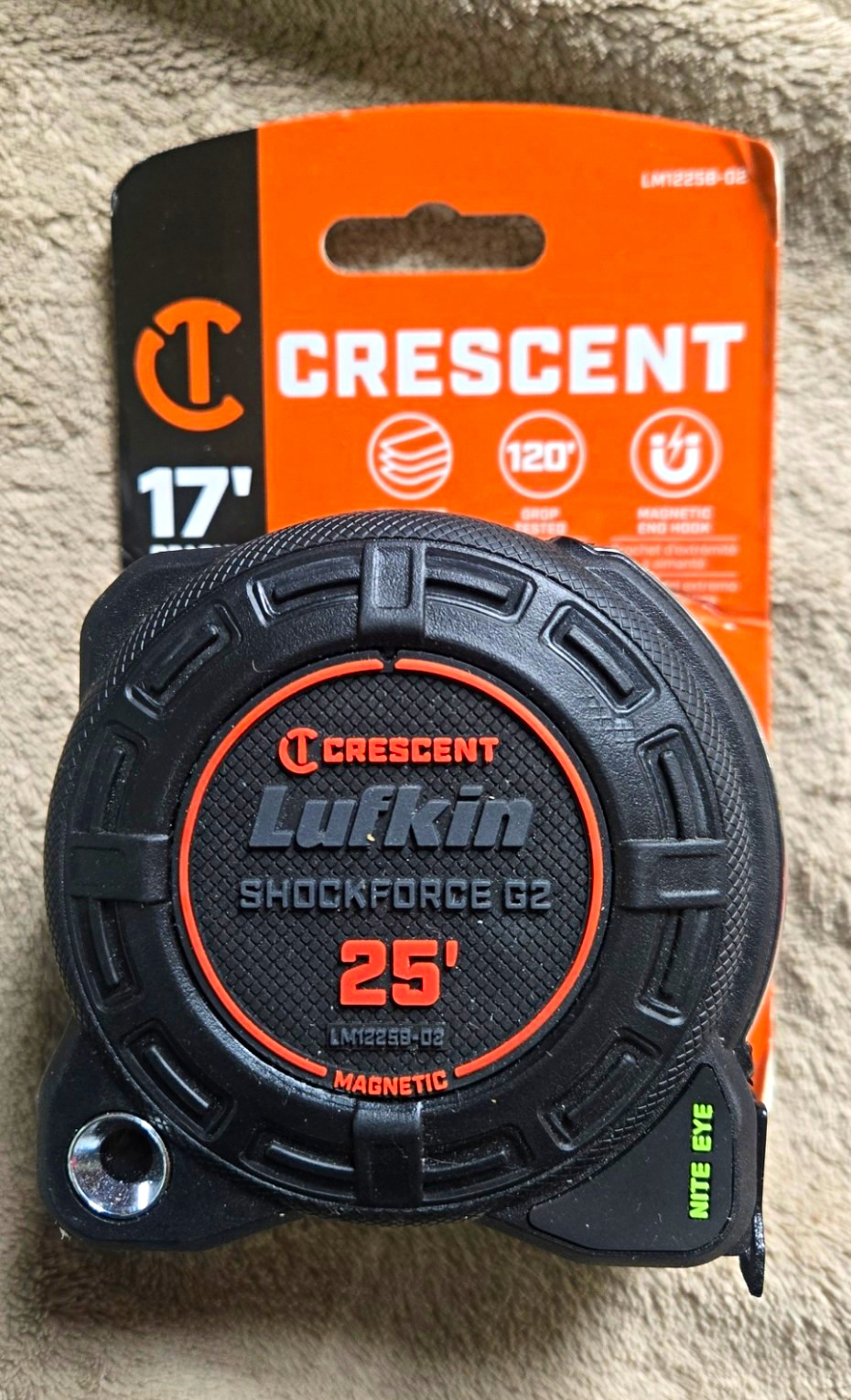Crescent Lufkin Shockforce G2 25 ft Measuring Tape Magnetic Hook Clip LM1225B-02